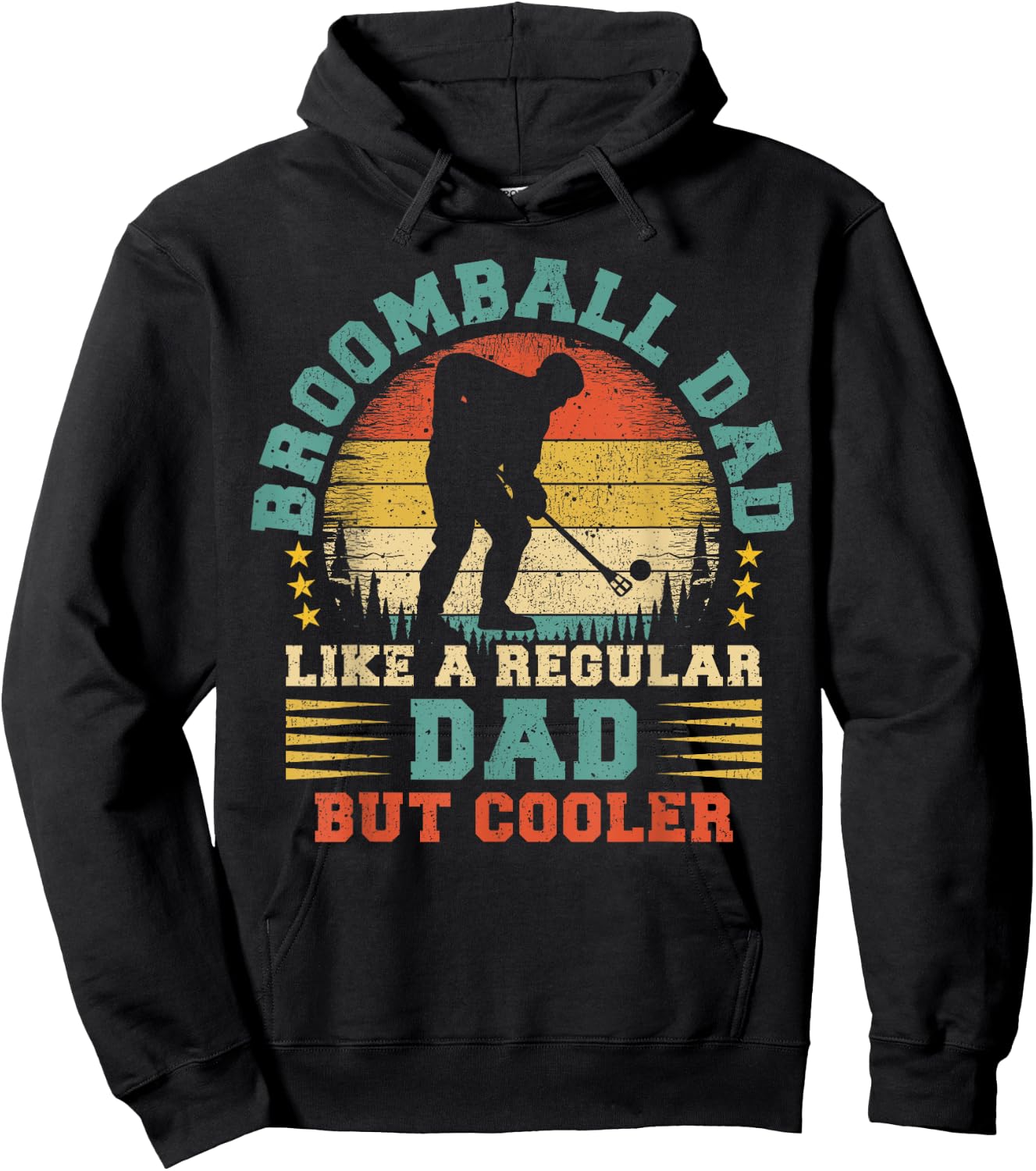 Broomball Sports Lover Vintage Broomball Dad Father's Day Hoodie - Hoodie | Black