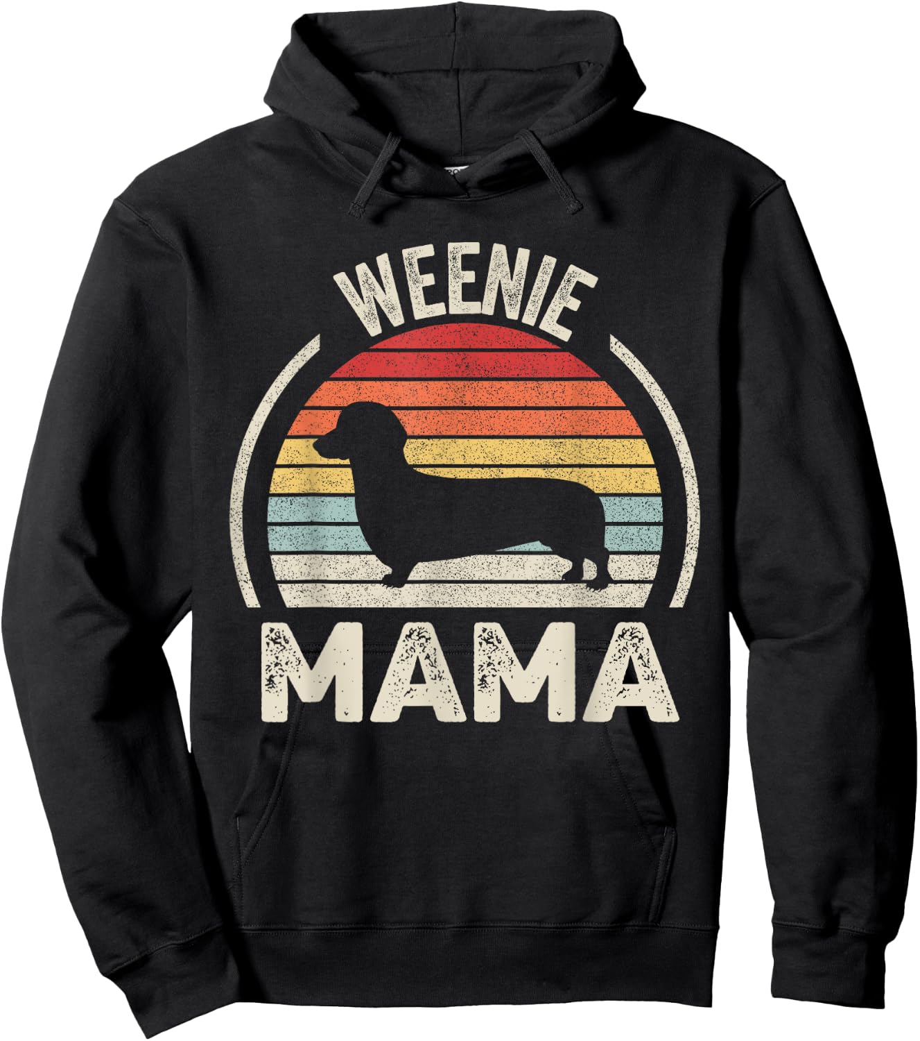 Vintage Retro Weenie Mama Funny Dachshund Lover Weiner Dog Women Kids Hoodie - Hoodie | Black
