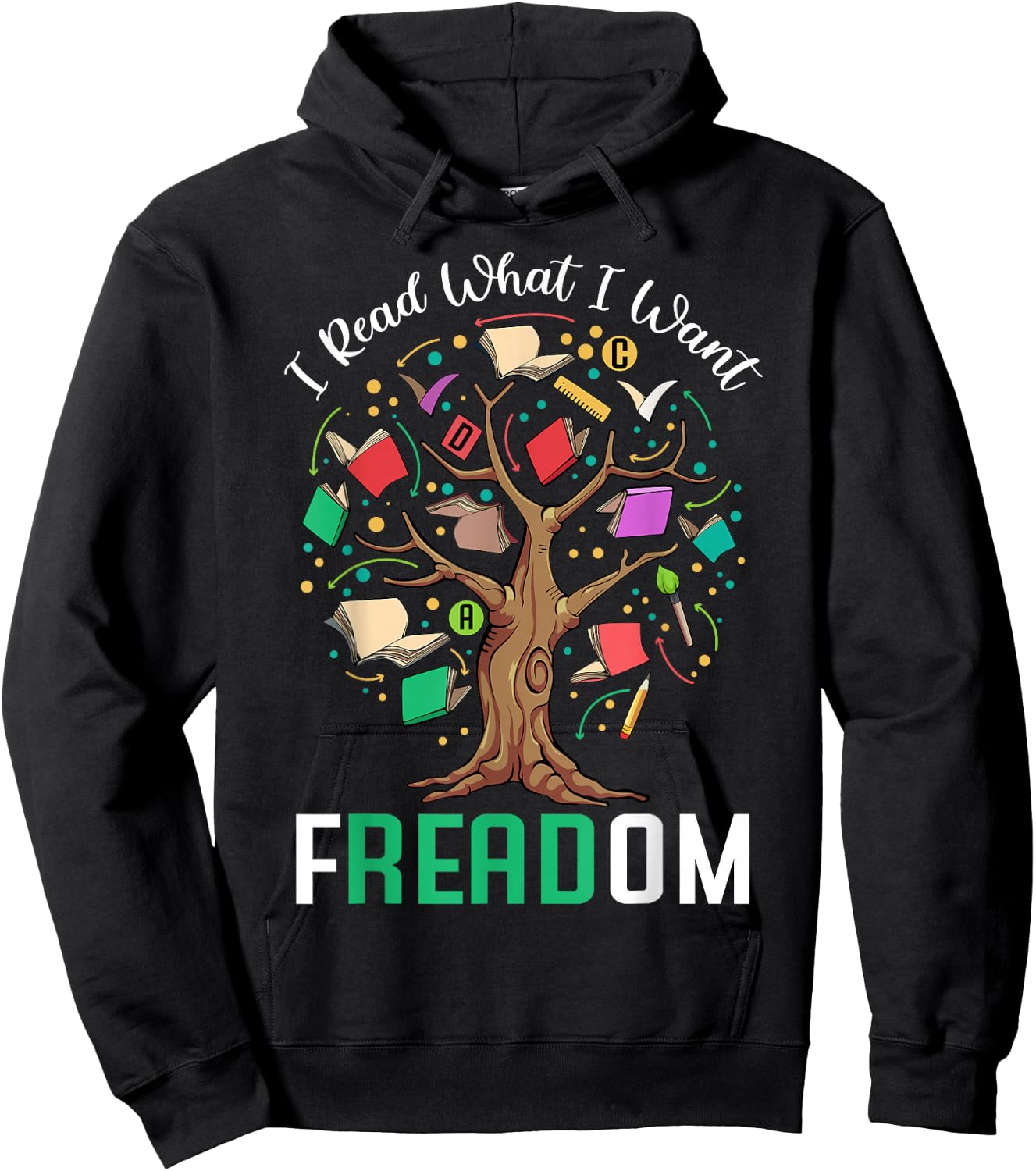 I Read What I Want Freedom Banned Books Lover Bookworm Hoodie - Hoodie | Black