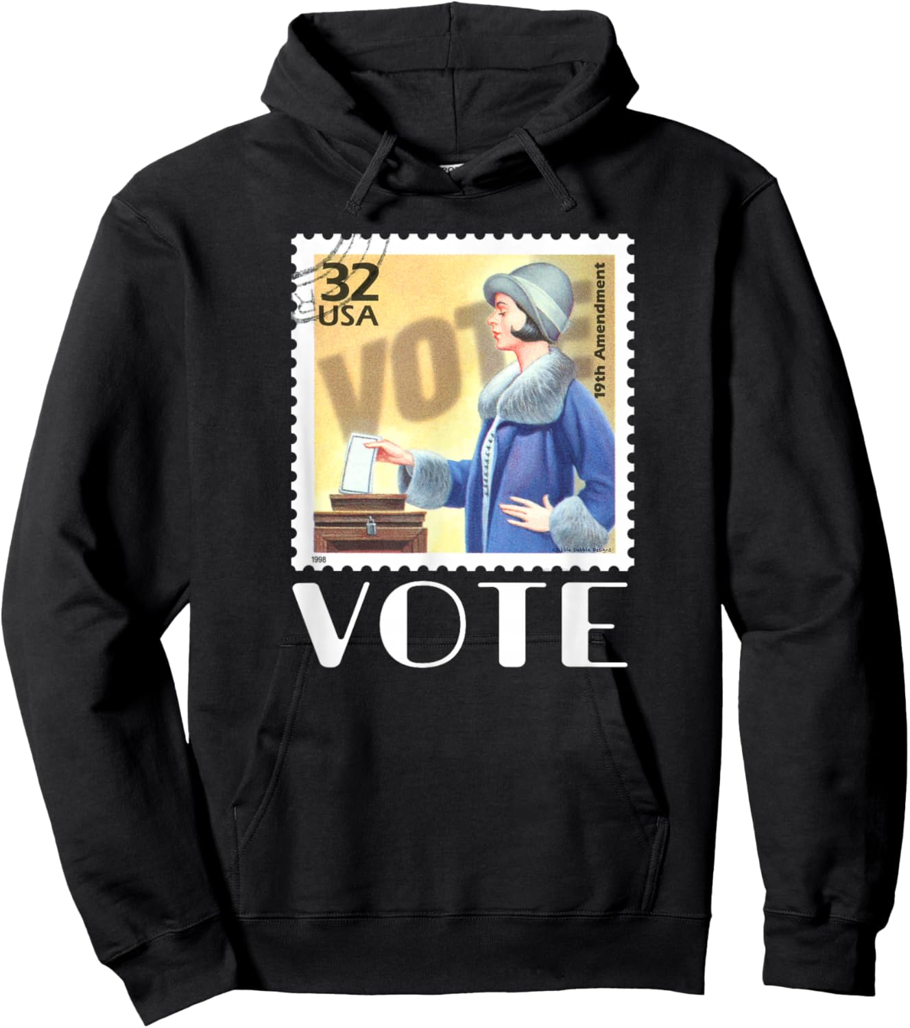 Retro 19th Amendment Stamp Women's Rights VOTE Hoodie - Hoodie | Black