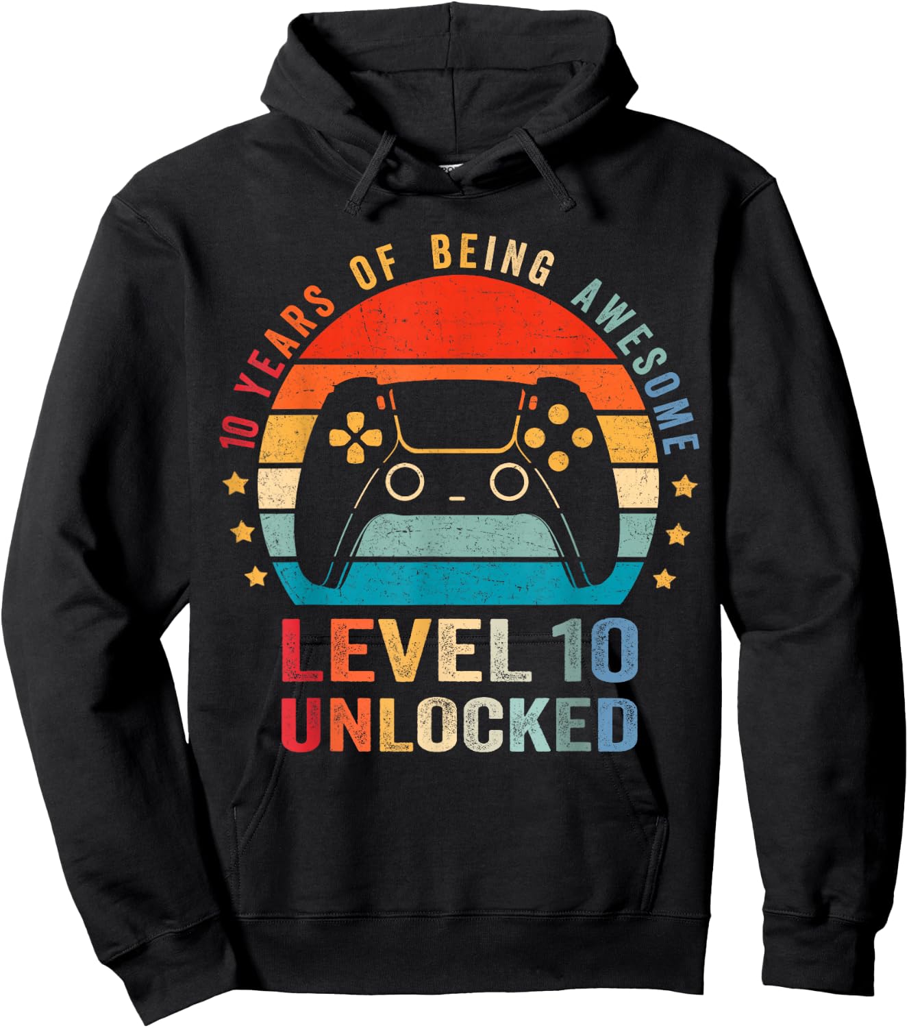 Level 10 Unlocked Shirt Funny Video Gamer 10th Birthday Gift Hoodie - Hoodie | Black