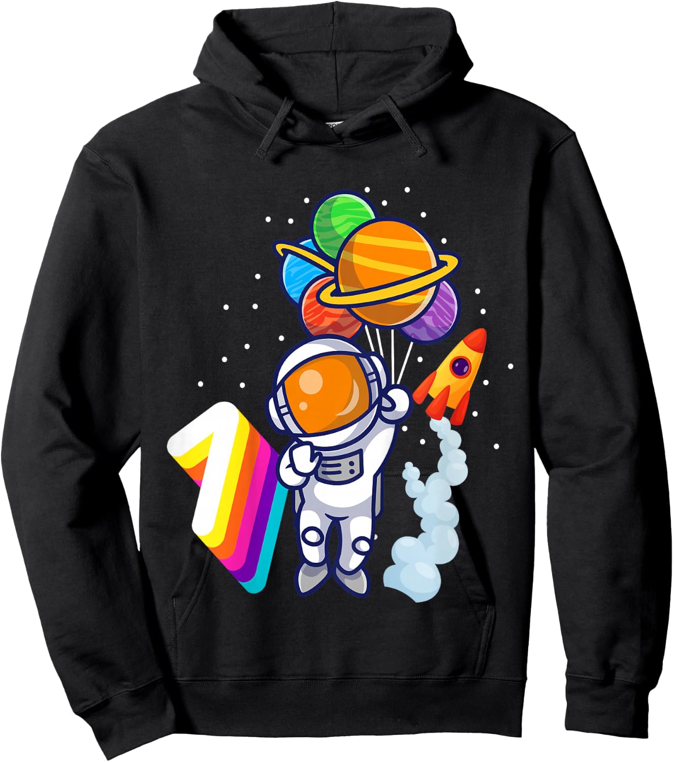 1st Birthday Boy Astronaut 1 Year Space Travel Space Hoodie - Hoodie | Black