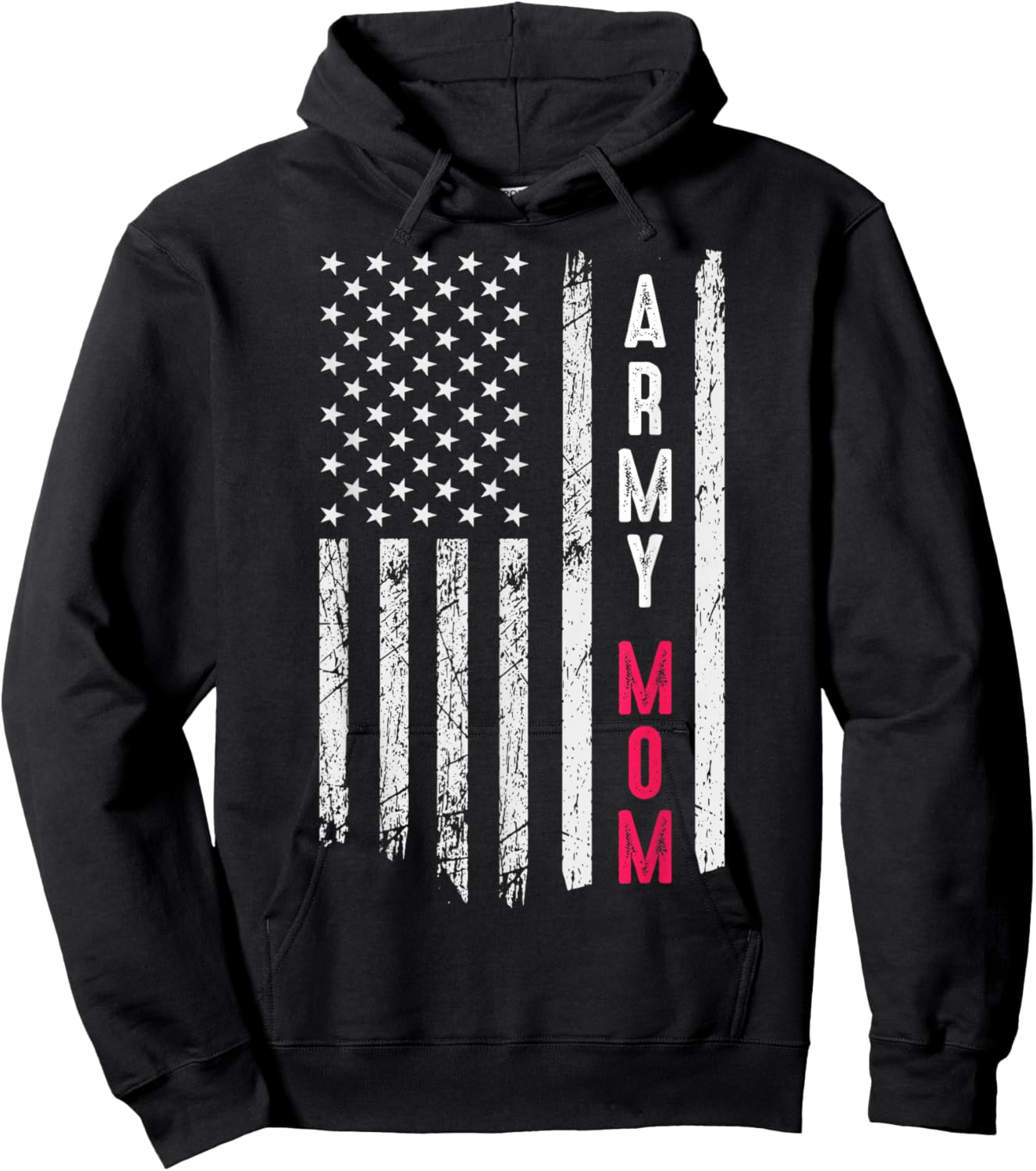 Army Mom US Vintage Flag Military Pride Women Mothers Day Hoodie - Hoodie | Black