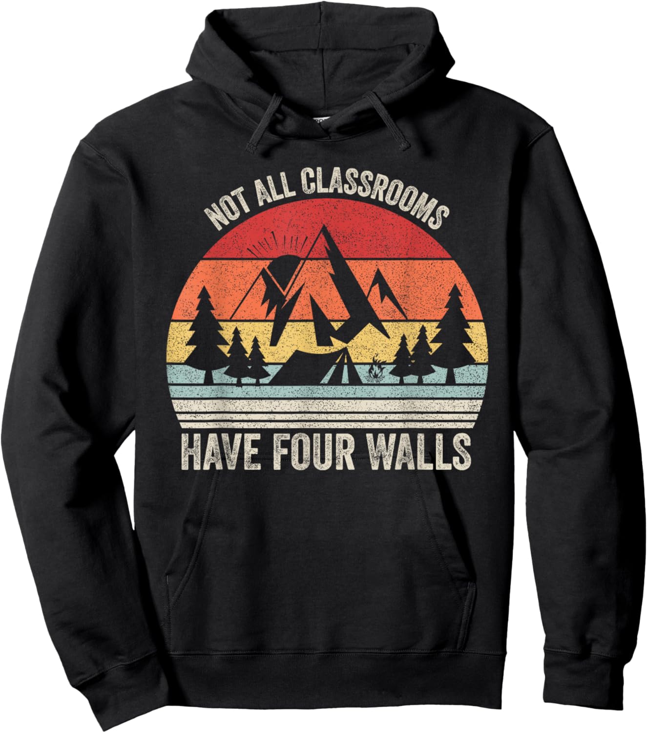Retro Not All Classrooms Have Four Walls Homeschool Mom Dad Hoodie - Hoodie | Black
