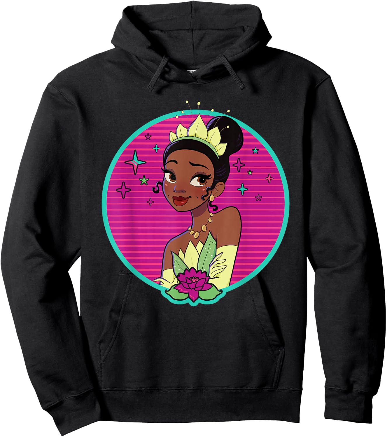 Disney Princess Tiana 80s Glamour Portrait Hoodie - Hoodie | Black
