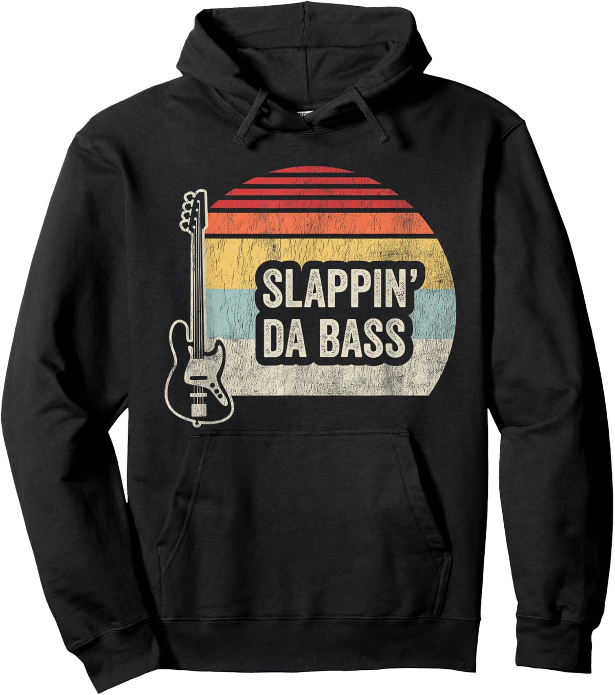 Slappin Da Bass Funny Bass Guitar Player Musician Retro Hoodie - Hoodie | Black