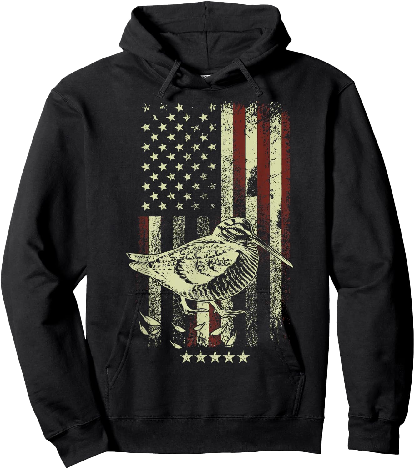 USA American Flag Hunters - Hunting Woodcock Bird Hoodie - Hoodie | Black