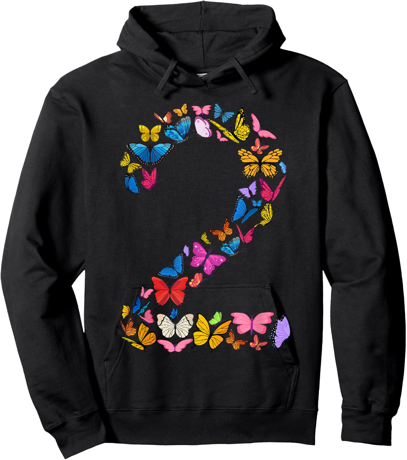 2nd Birthday Butterflies 2 Years Old Girls Butterfly lover Hoodie - Hoodie | Black