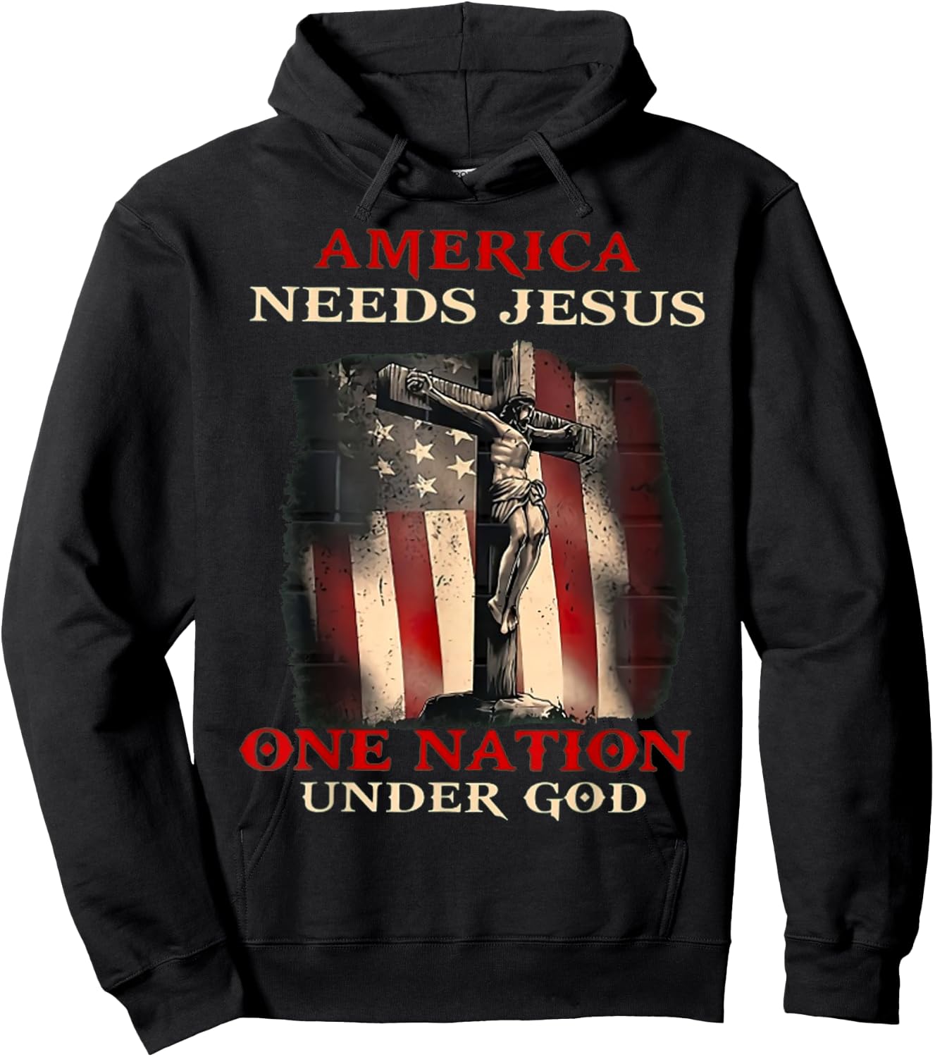 America Needs Jesus One Nation Under God Hoodie - Hoodie | Black
