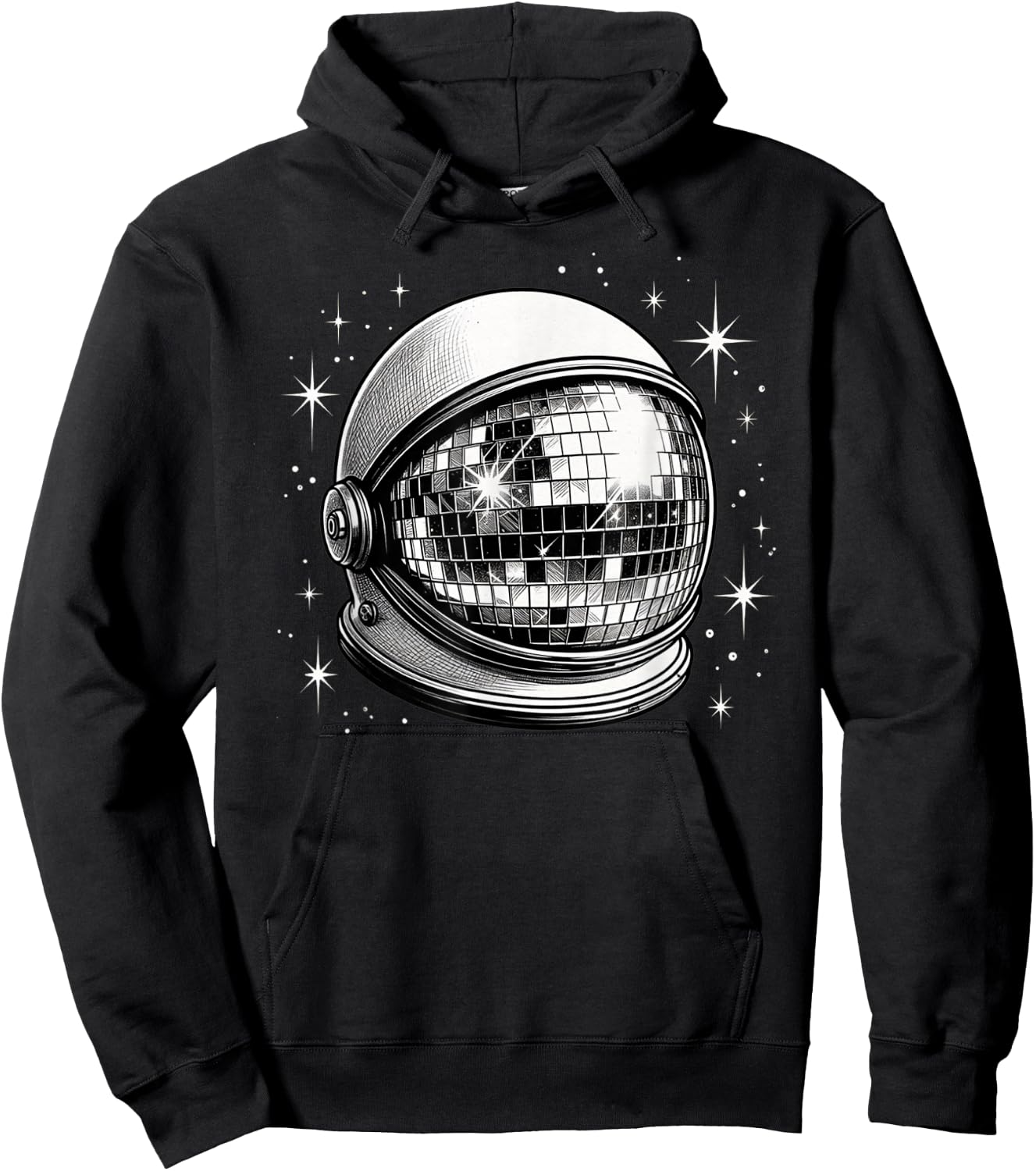 Outer Space Astronaut Helmet Disco Ball Hoodie - Hoodie | Black