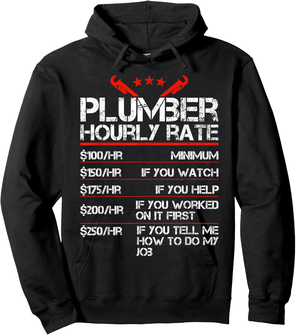 Funny Plumber Gifts Plumber Hourly Labor Rates Plumber Men Hoodie - Hoodie | Black