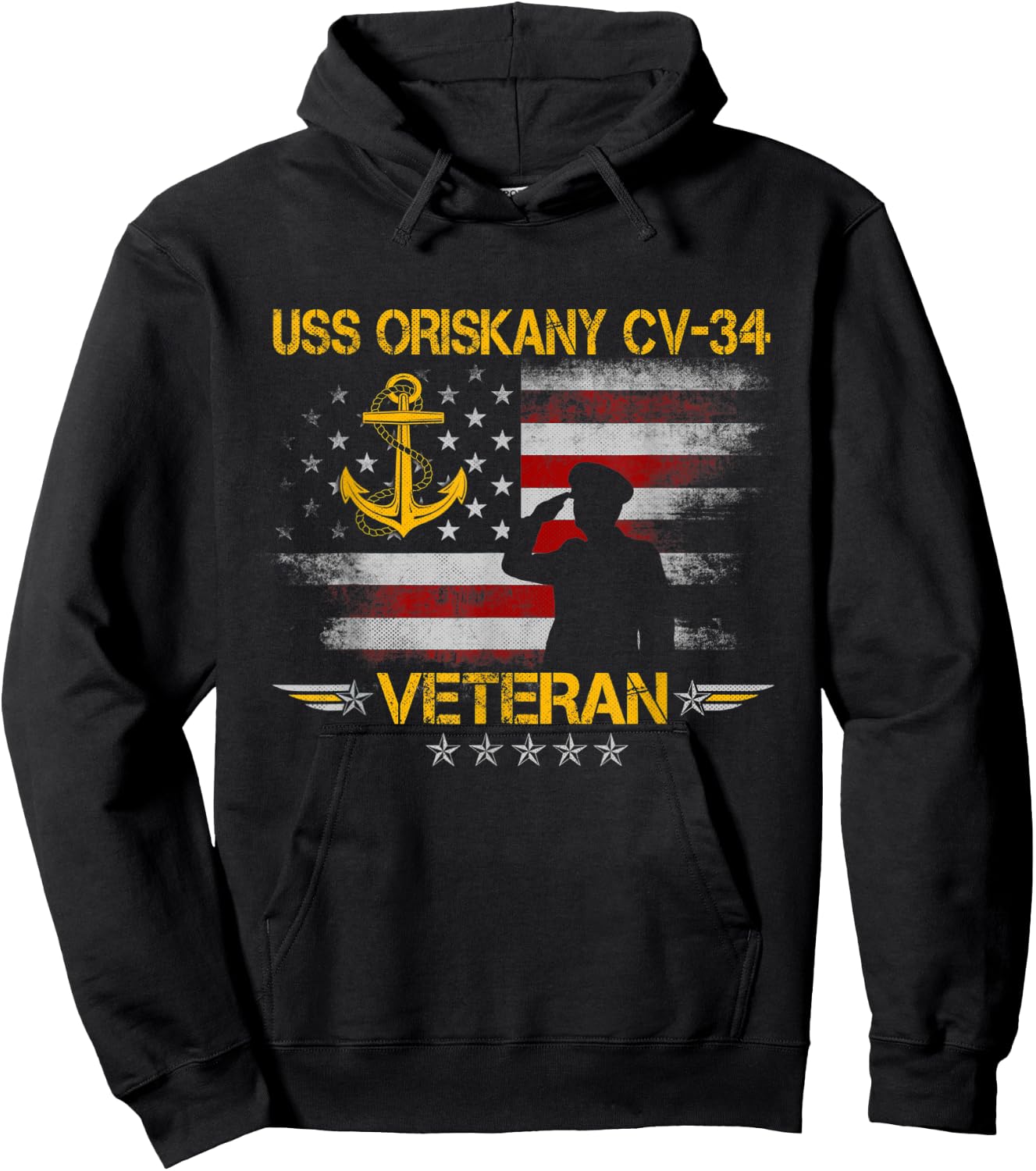 USS Oriskany (CV-34) Aircraft Carrier Veteran Flag Vintage Hoodie - Hoodie | Black