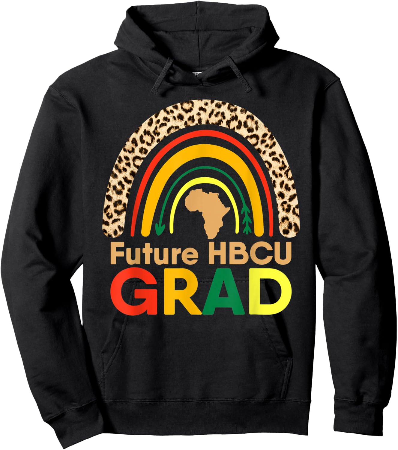 HBCU African American College Graduation Rainbow Leopard Hoodie - Hoodie | Black