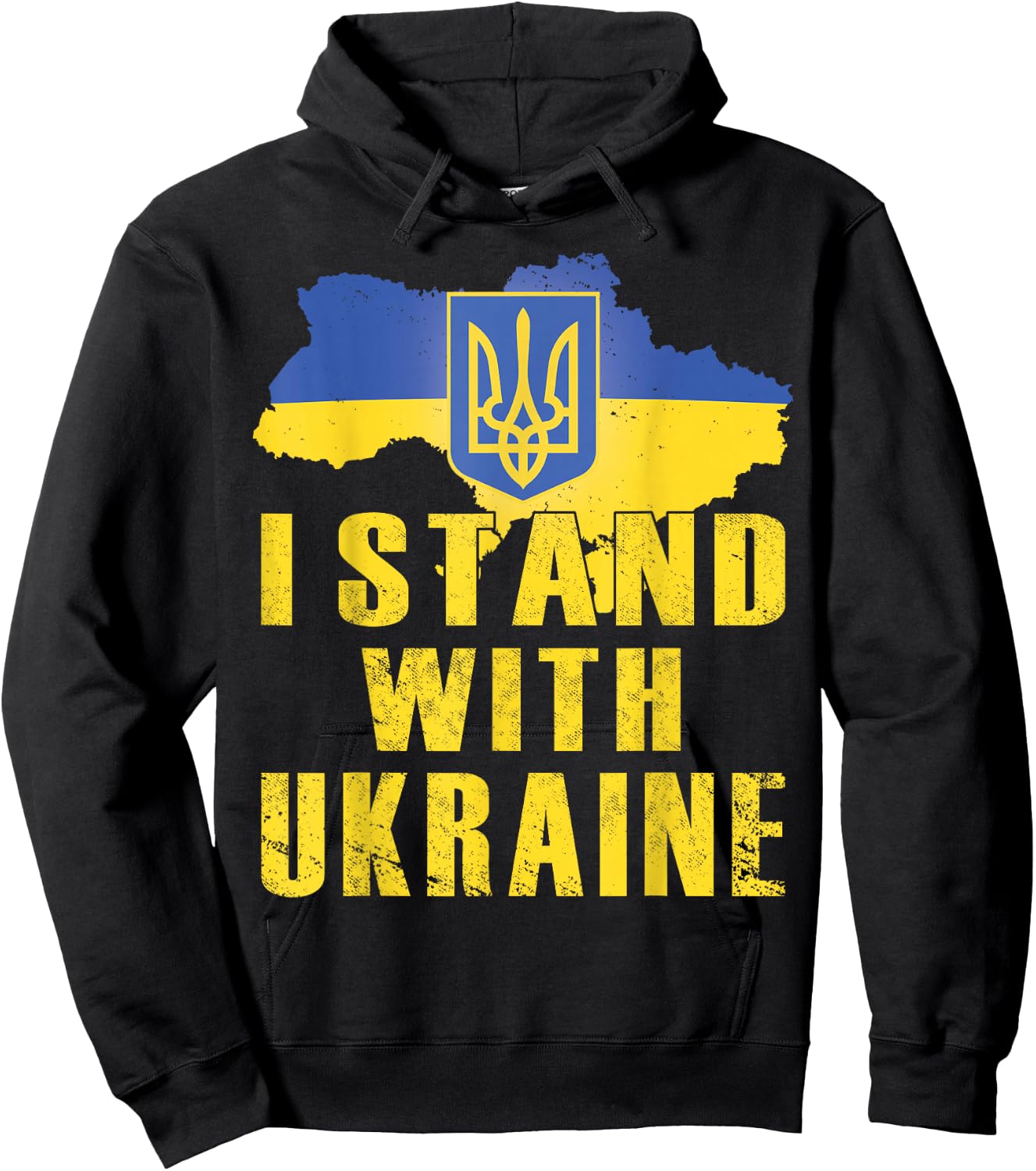 I Stand With Ukraine Shirt Ukrainian Flag Zelensky Tryzub Hoodie - Hoodie | Black