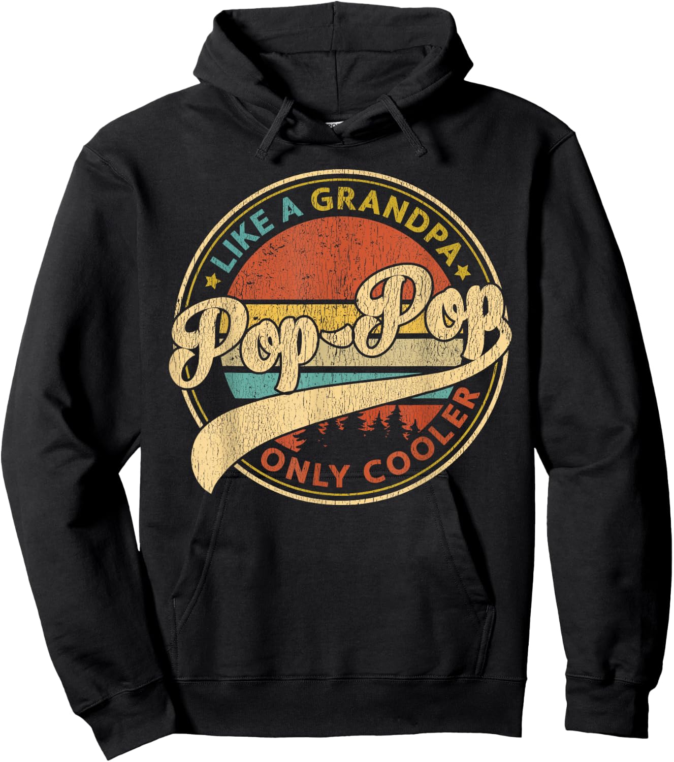 Pop Pop Like A Grandpa Only Cooler Retro Pop-Pop Fathers Day Hoodie - Hoodie | Black