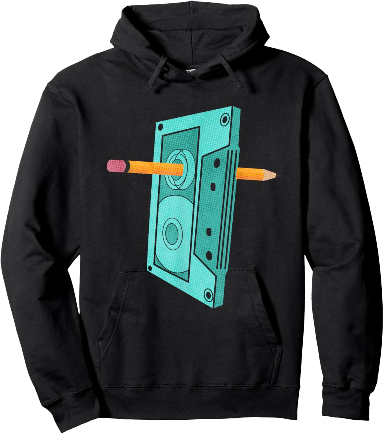 Vintage Rewind Funny 80s 90s Cassette Pencil Gift Men Women Hoodie - Hoodie | Black