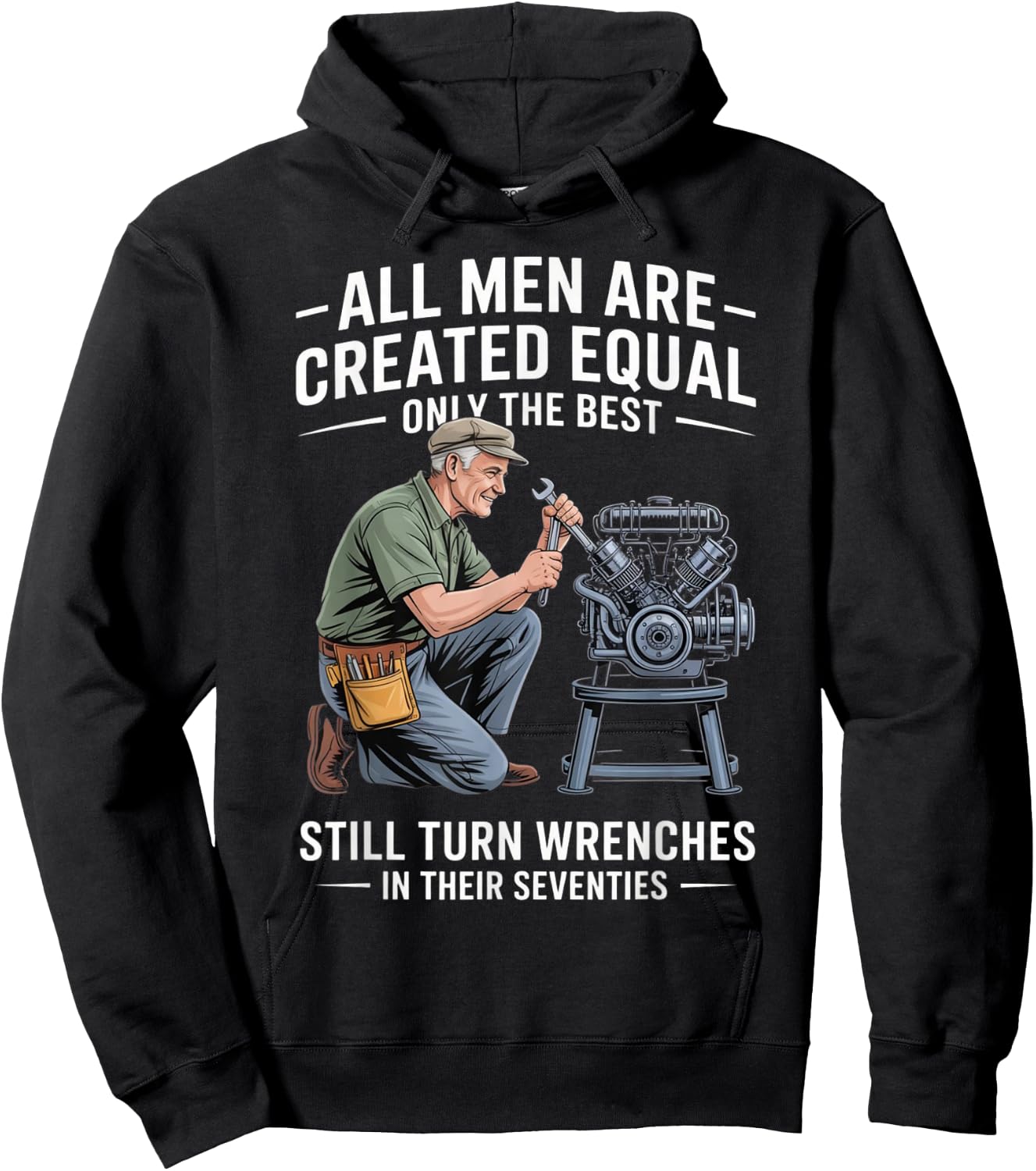 Funny Mechanic Seventies Birthday Still Turning Wrenches Hoodie - Hoodie | Black