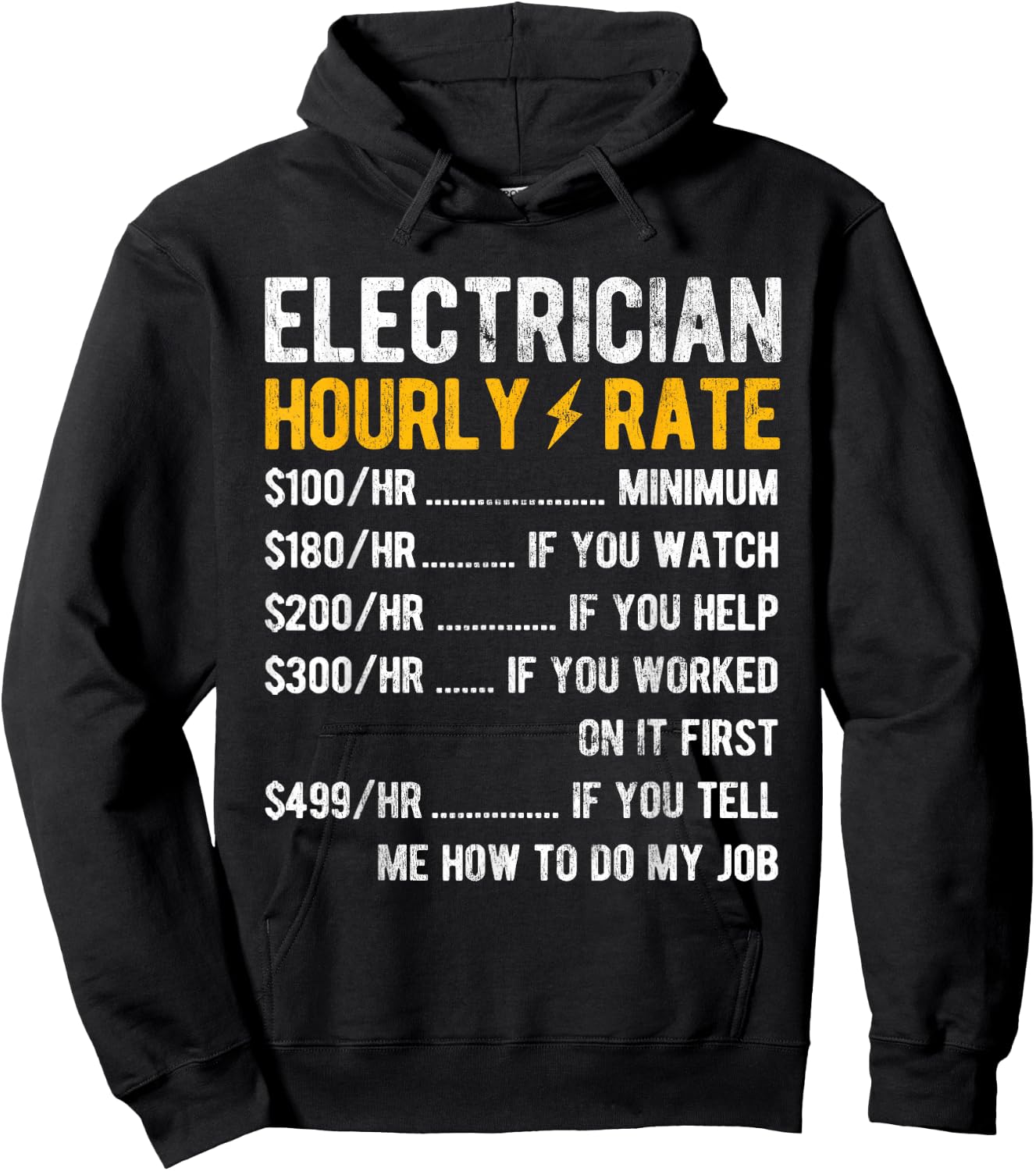 Hourly Rate Electricity Electrician Hoodie - Hoodie | Black