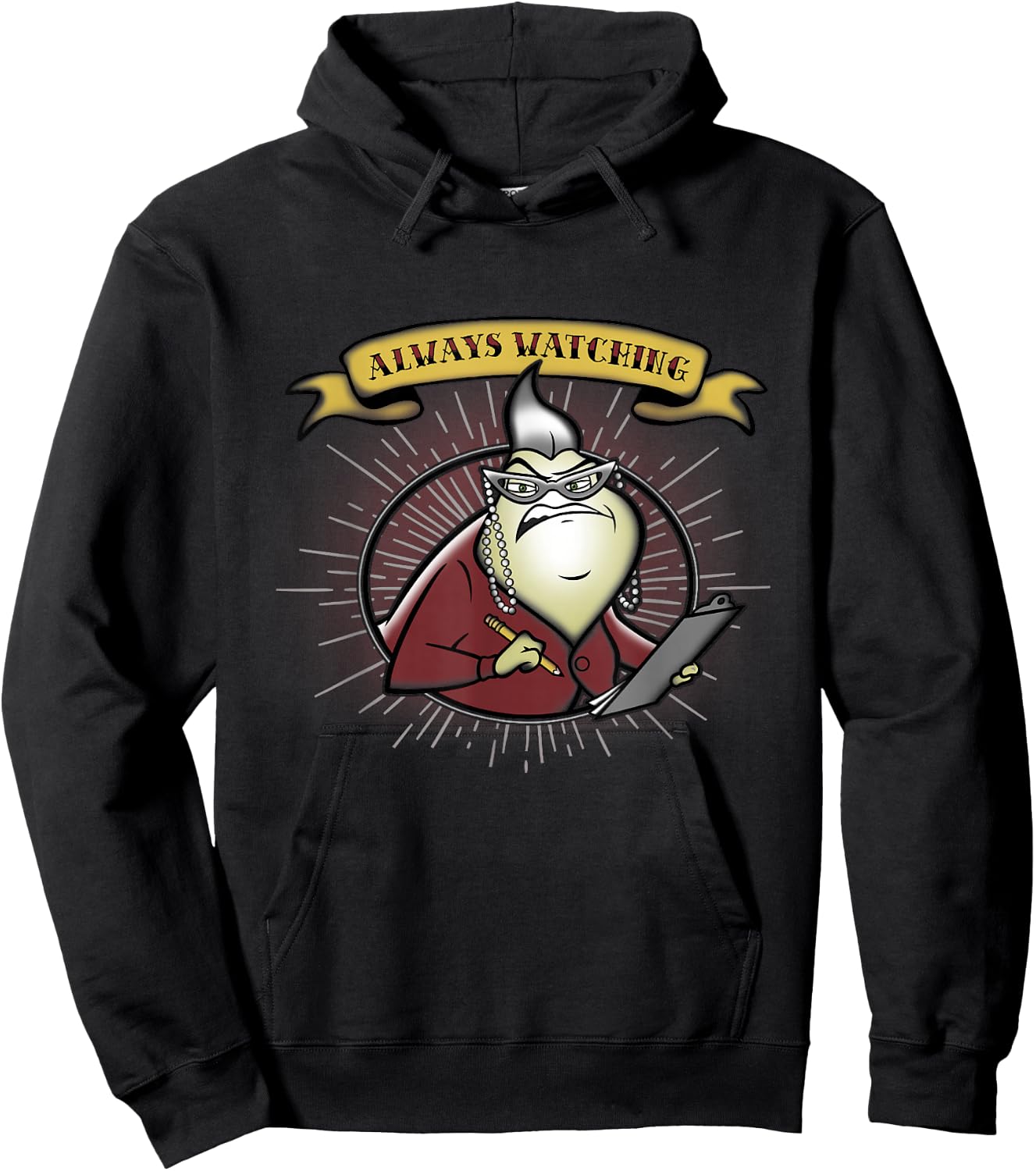 Disney Pixar Monsters Inc. Roz Always Watching Banner Hoodie - Hoodie | Black
