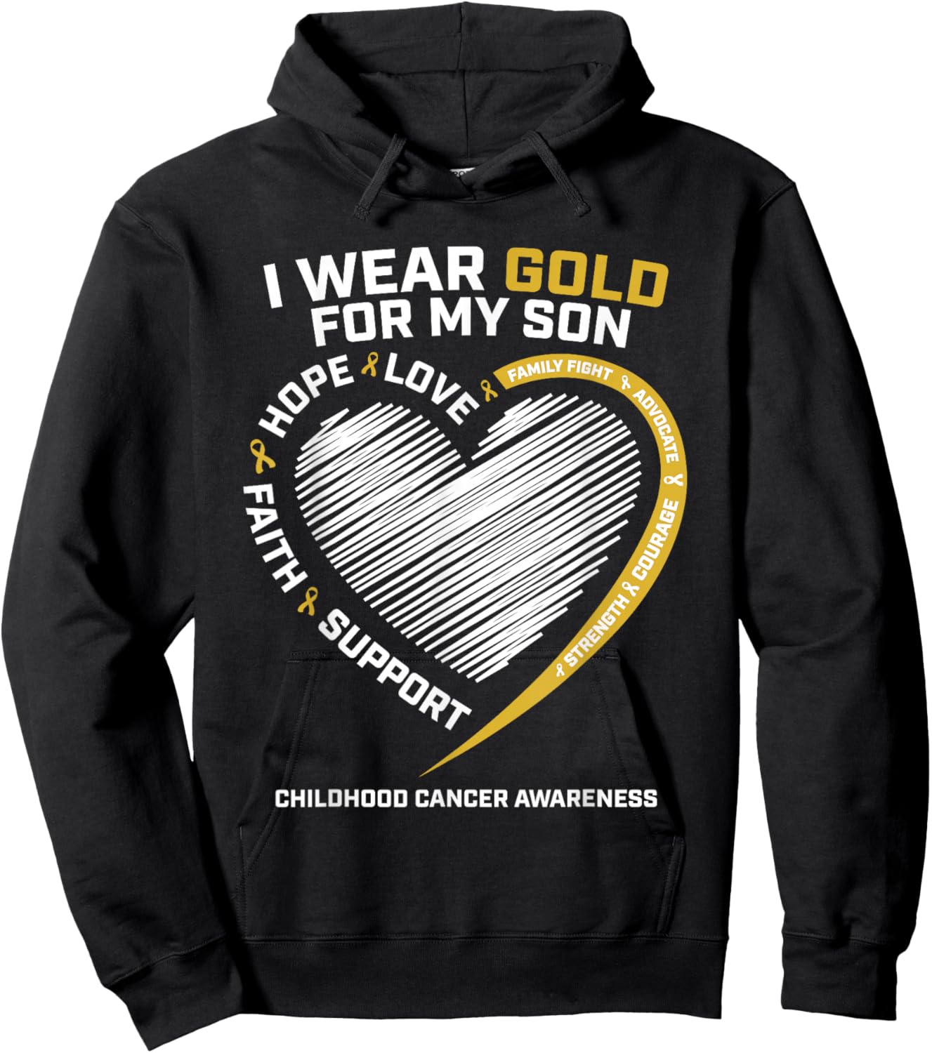 Mom Dad I Wear Gold For My Son Childhood Cancer Awareness Hoodie - Hoodie | Black