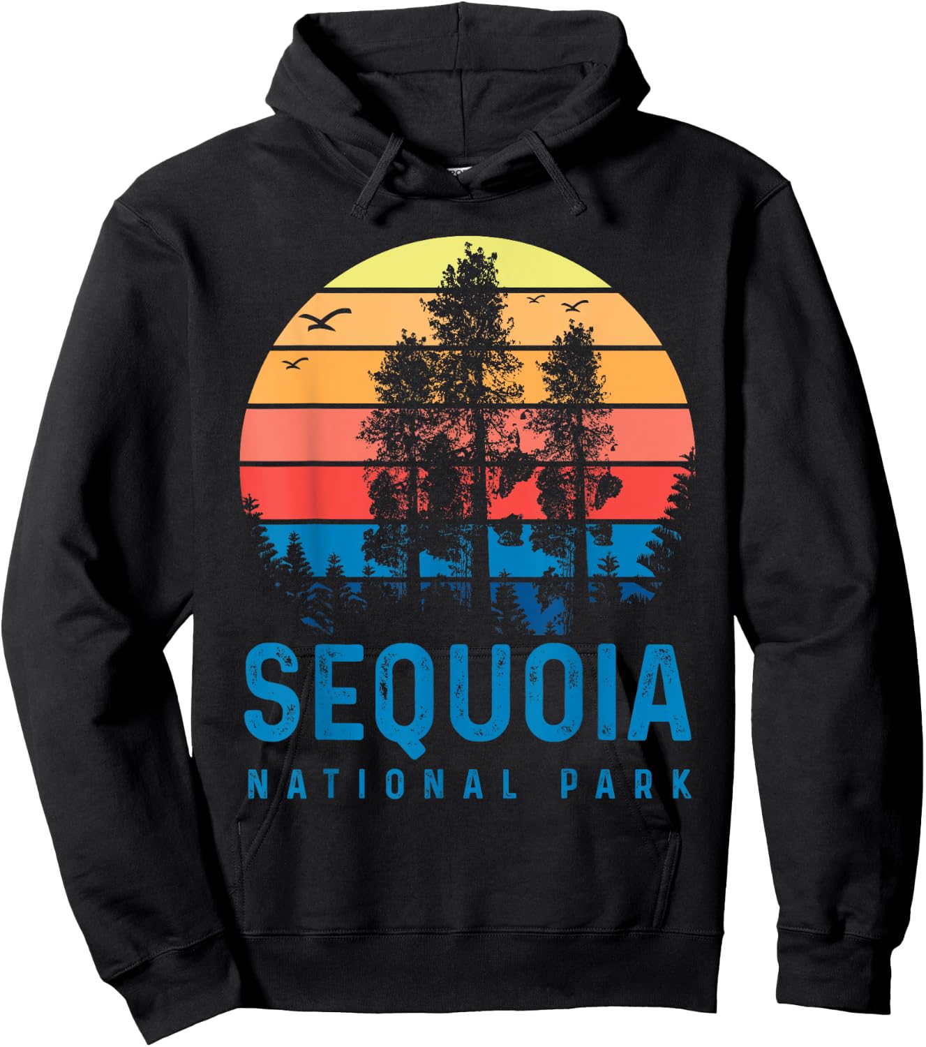 Sequoia National Park Sunset Retro T Vintage Apparel Hoodie - Hoodie | Black