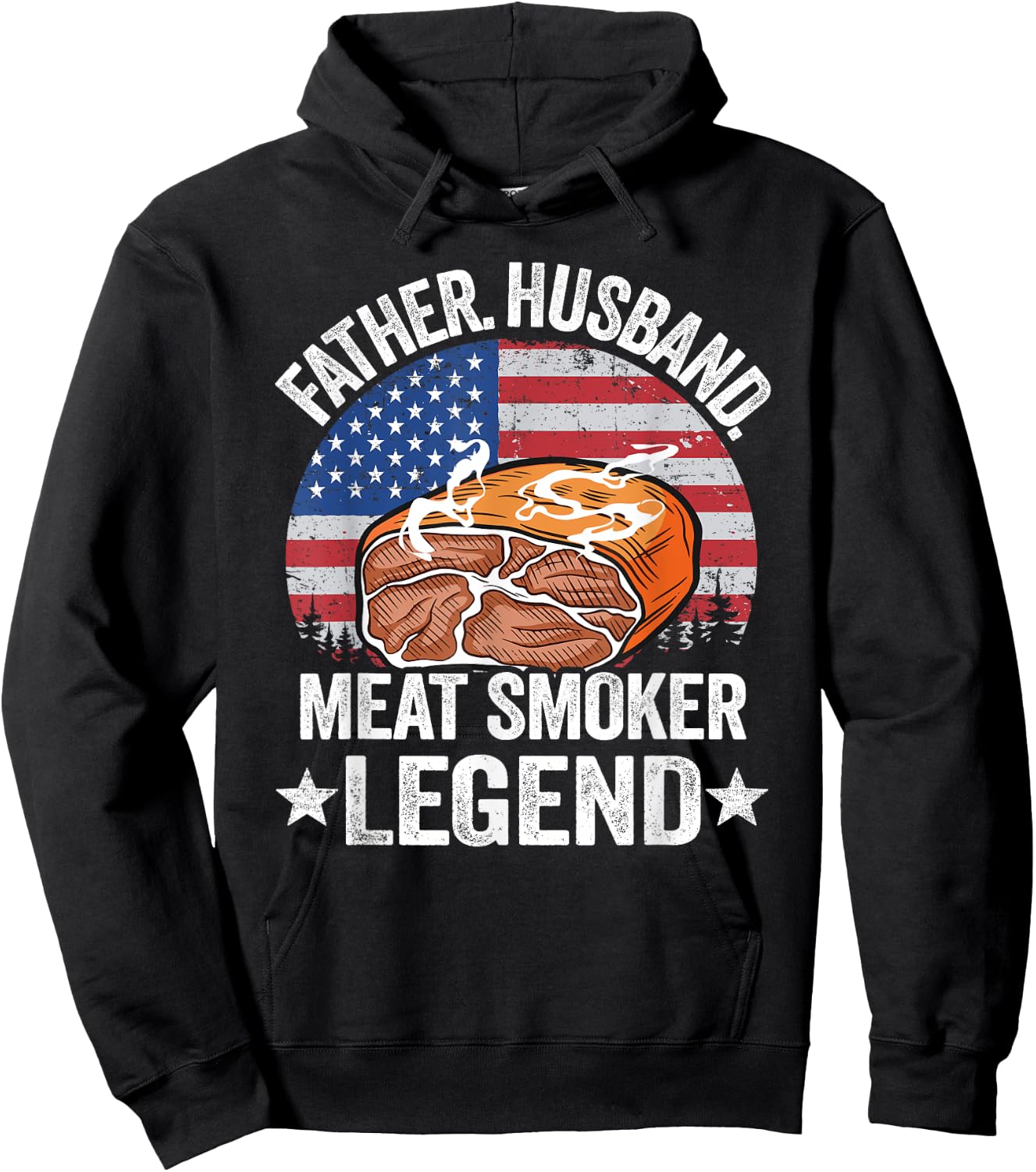 Father Husband Meat Smoker Legend Brisket Dad Meat Smoking Hoodie - Hoodie | Black