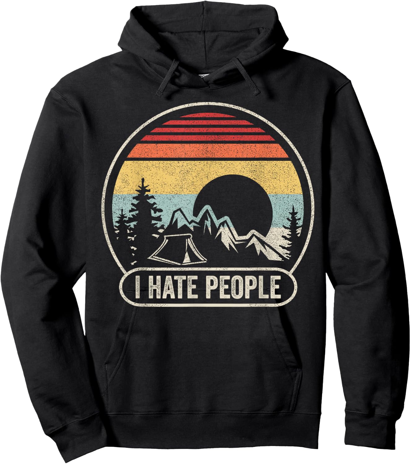 Vintage Retro I Hate People I Love Camping Funny Hoodie - Hoodie | Black