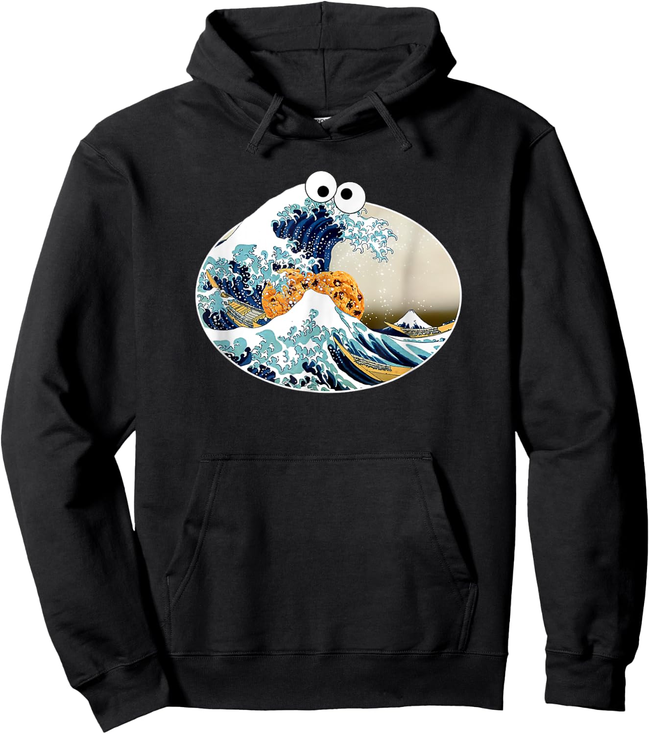 The Great Cookie Eating Wave Off Kanagawa - Googly Eyes Art Hoodie - Hoodie | Black