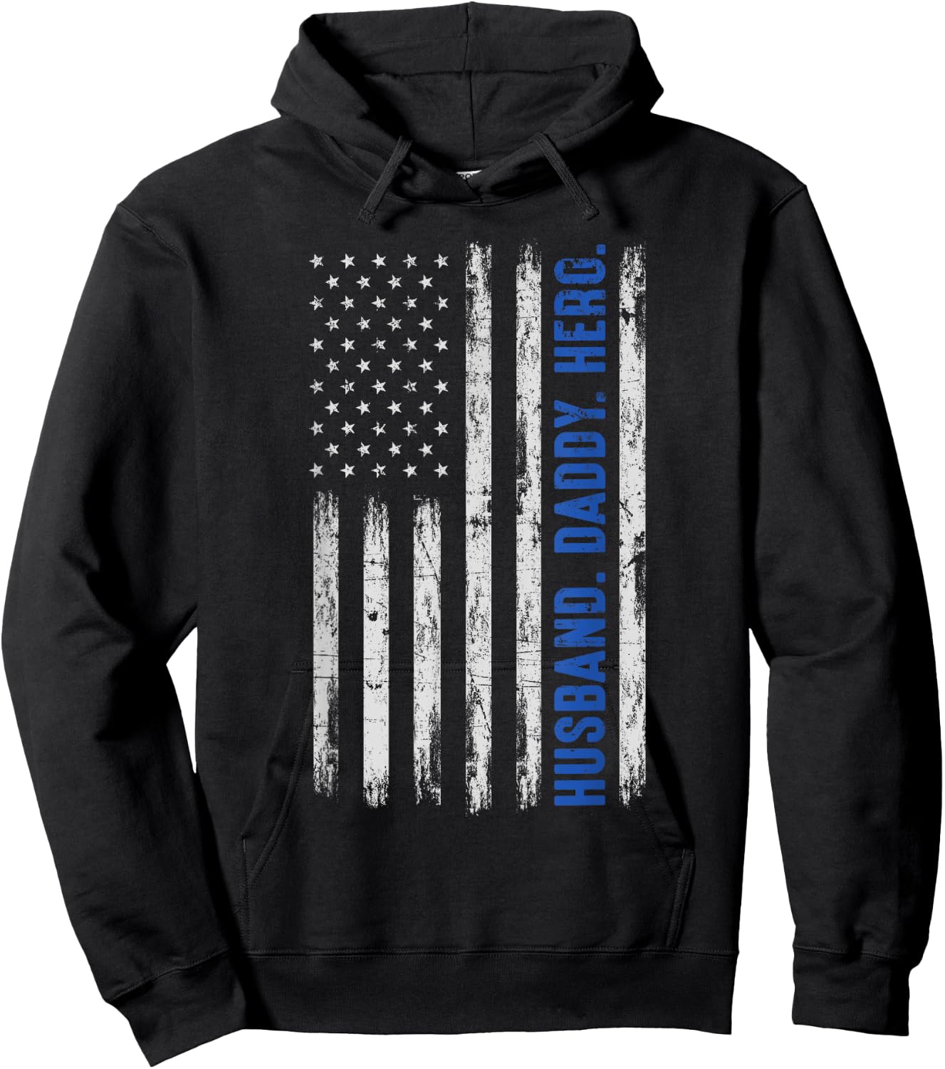 Husband Daddy Hero Blue Line Police Officer Dad Father Hoodie - Hoodie | Black
