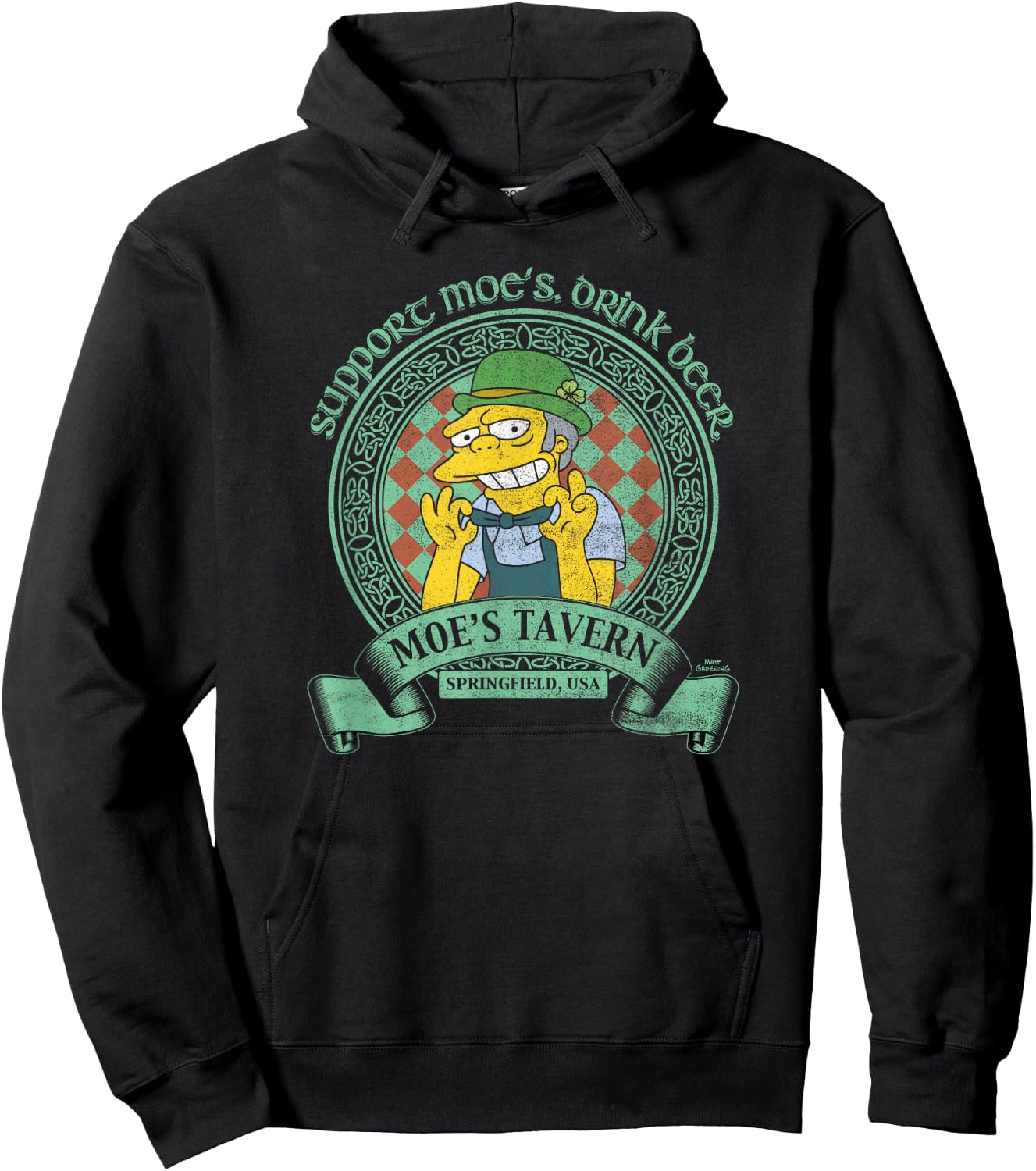 The Simpsons St. Patrick's Day Support Moe's, Drink Beer V2 Hoodie - Hoodie | Black