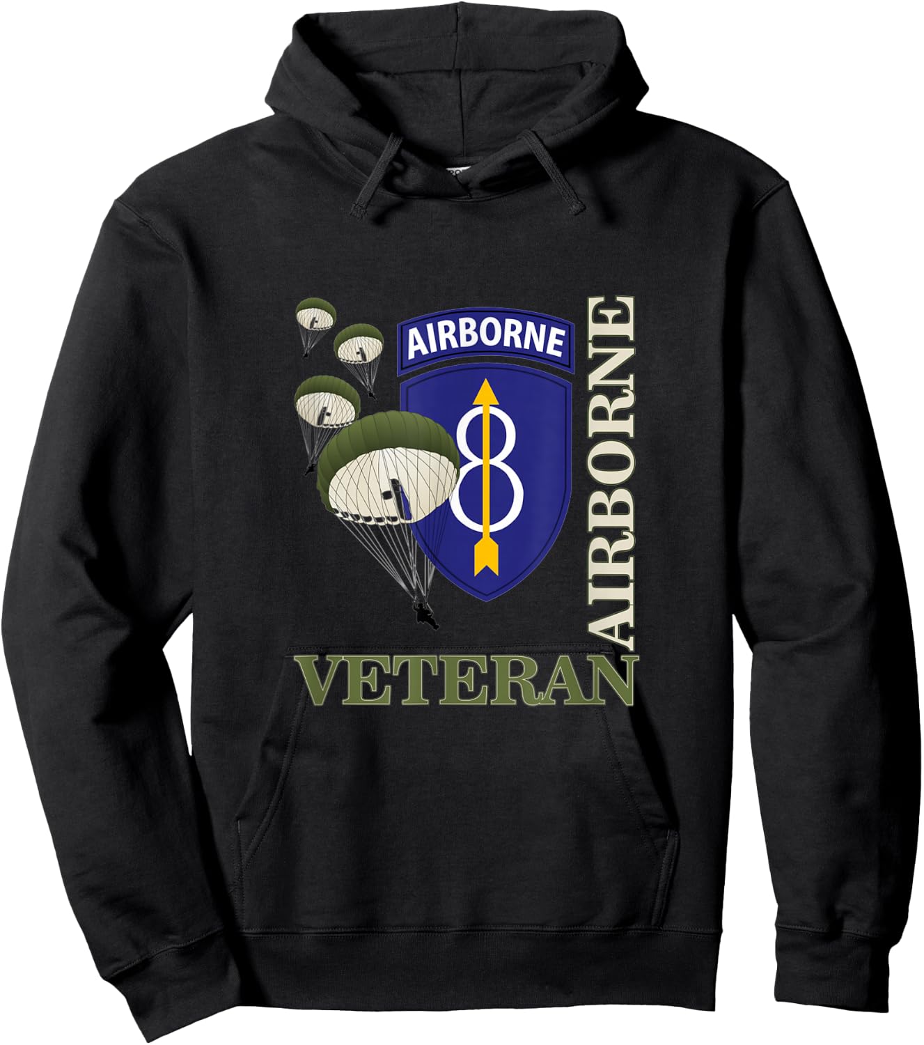 8th Airborne Division Veteran Paratrooper Veterans Day Xmas Hoodie - Hoodie | Black