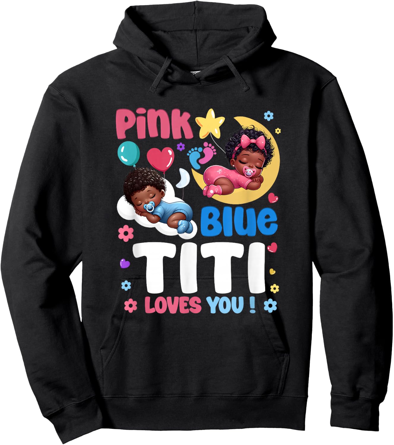 Pink Or Blue Titi Loves You Baby Gender Reveal Party Hoodie - Hoodie | Black