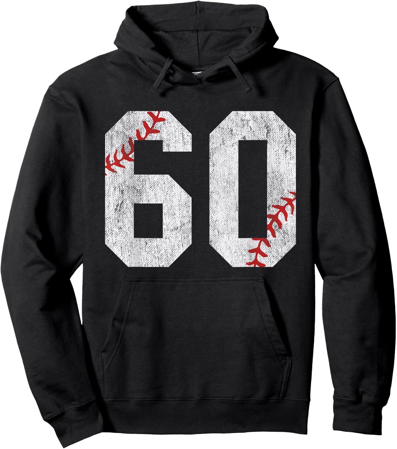 Number #60 Vintage 60th Birthday Baseball Lover 60 Years Old Hoodie - Hoodie | Black