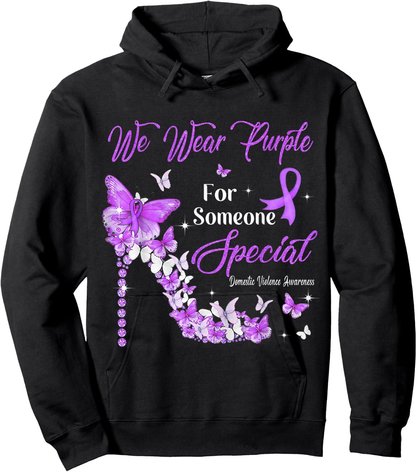 We Wear Purple Butterflies Domestic Violence Awareness Hoodie - Hoodie | Black