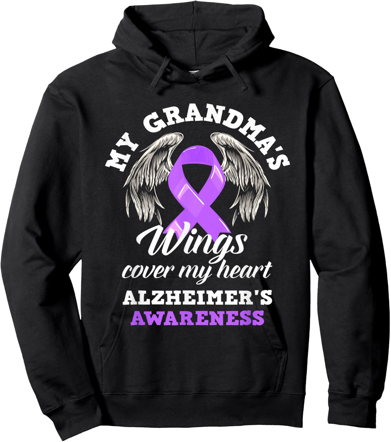 My Grandma's Wing Cover My Heart Alzheimer's Awareness Hoodie - Hoodie | Black
