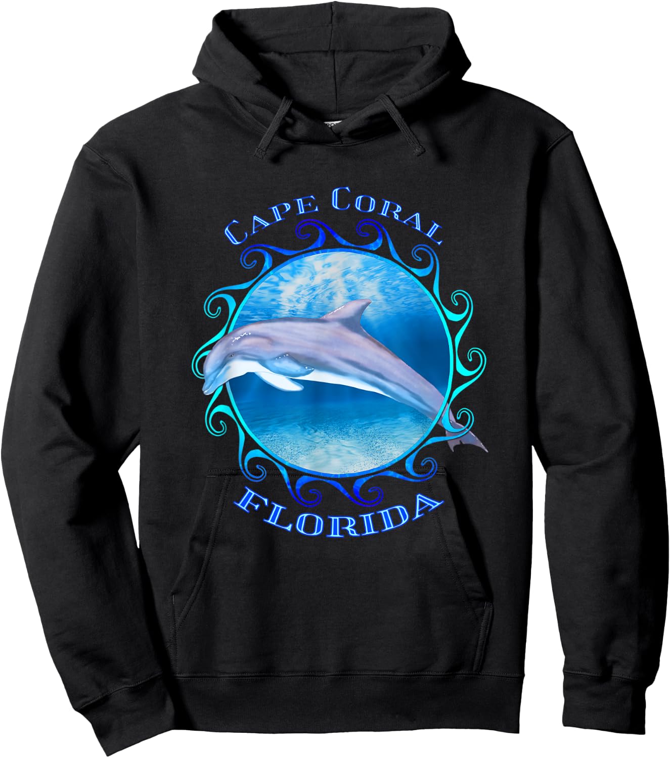 Cape Coral Florida Vacation Souvenir Dolphin Hoodie - Hoodie | Black