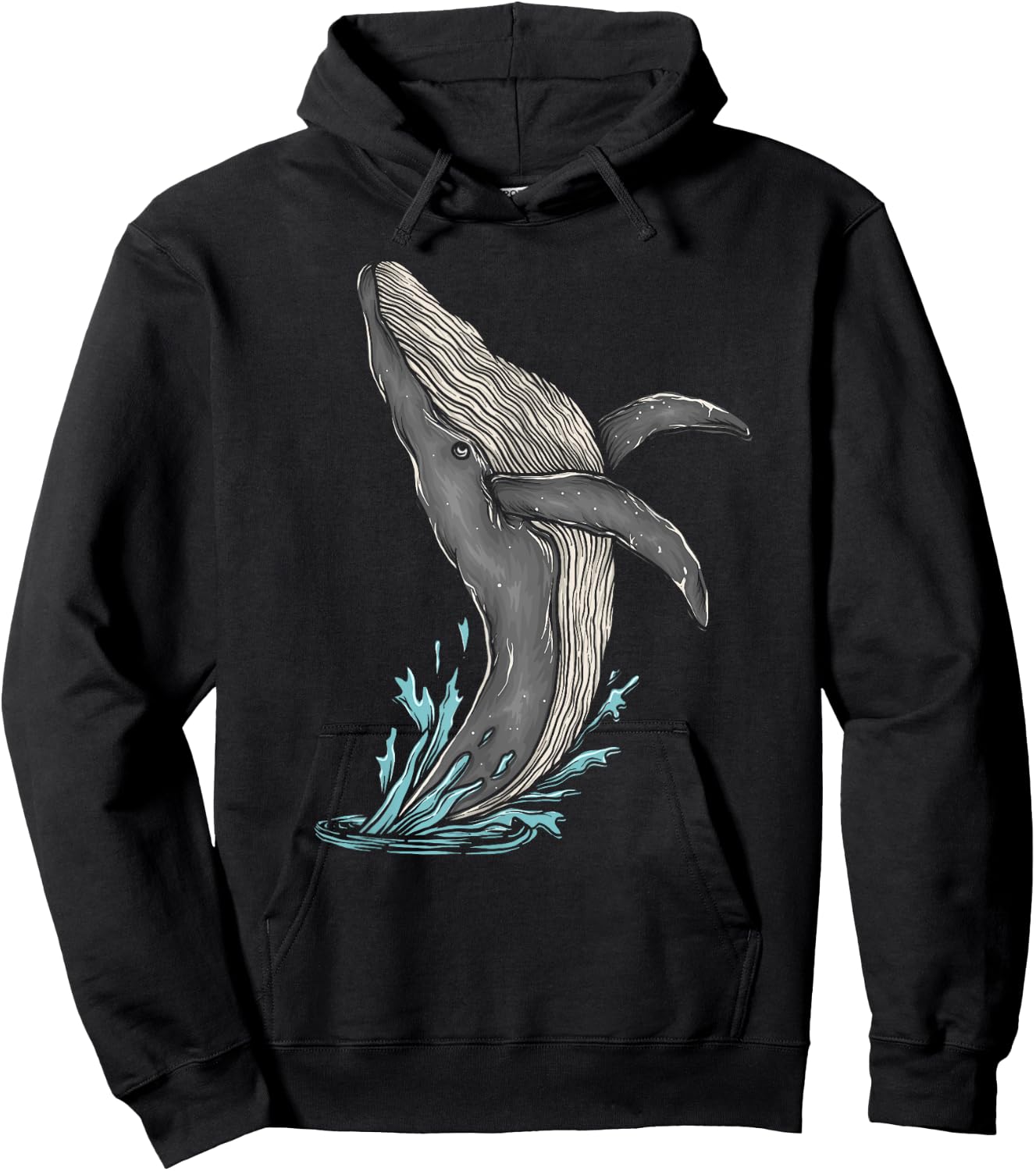 Minimalist Humpback Whale Breach Whale Watching Hoodie - Hoodie | Black