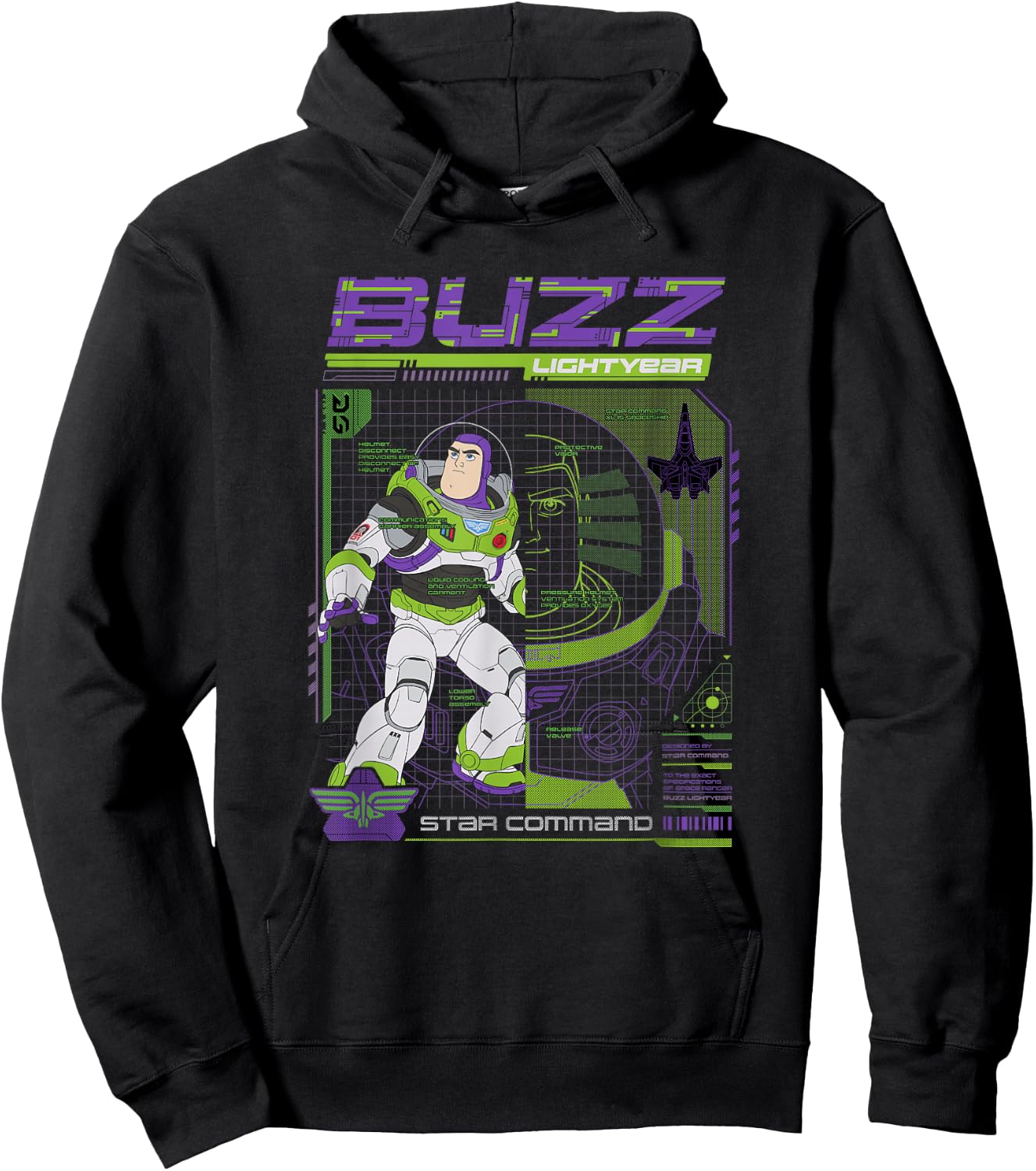 Disney Pixar Lightyear Buzz Star Command Schematics Shot V2 Hoodie - Hoodie | Black
