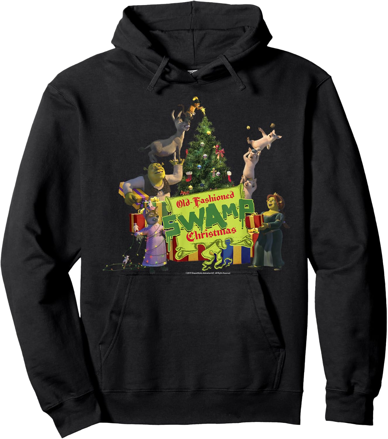 Shrek Group Shot Old-Fashioned Swap Christmas Text Poster Hoodie - Hoodie | Black