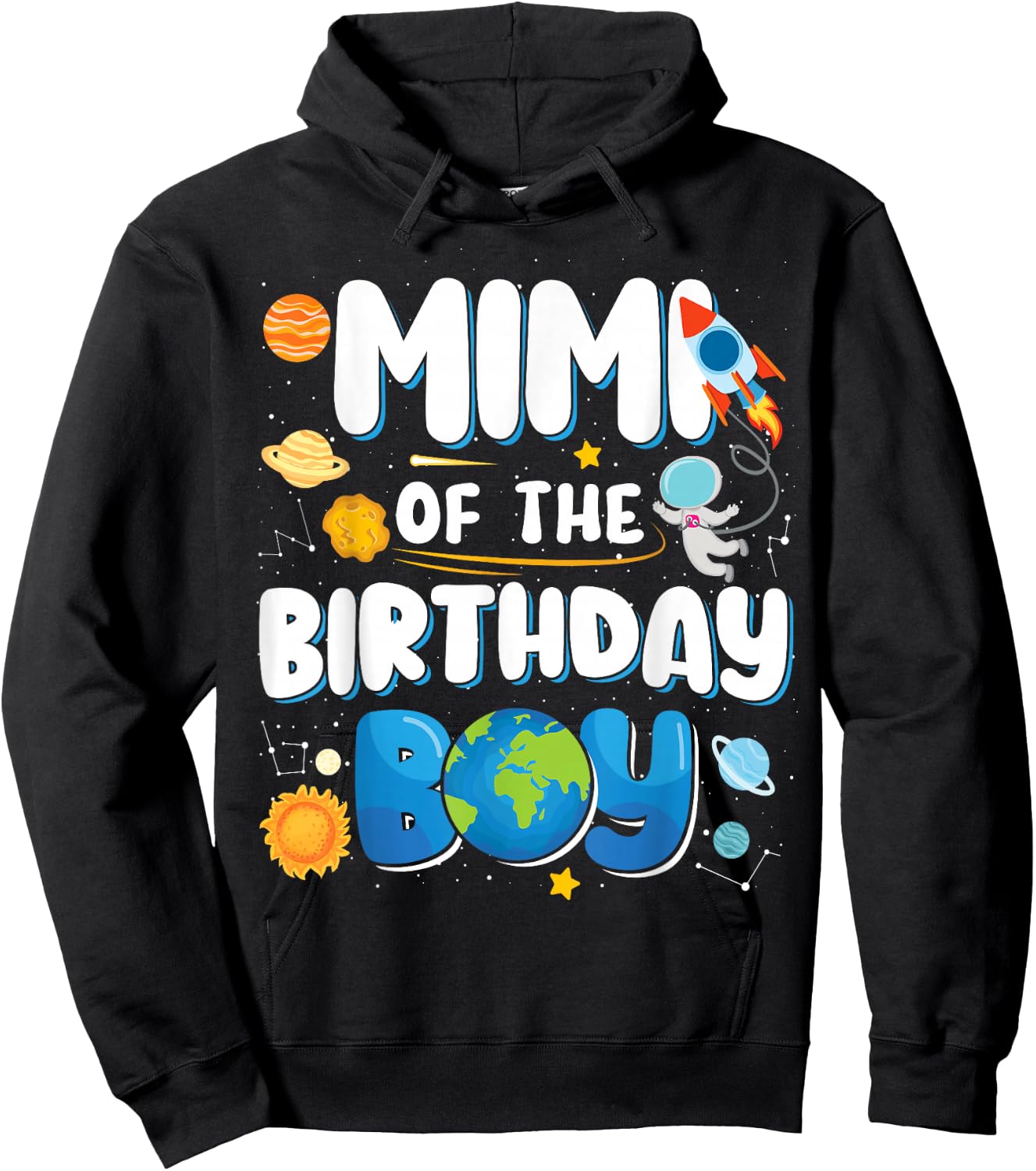 Mimi of The Birthday Boy Astronaut Family Space Planets Hoodie - Hoodie | Black