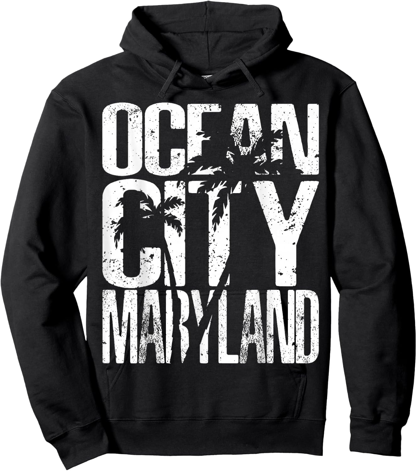 OCMD Ocean City Maryland retro vintage palm tree Hoodie - Hoodie | Black