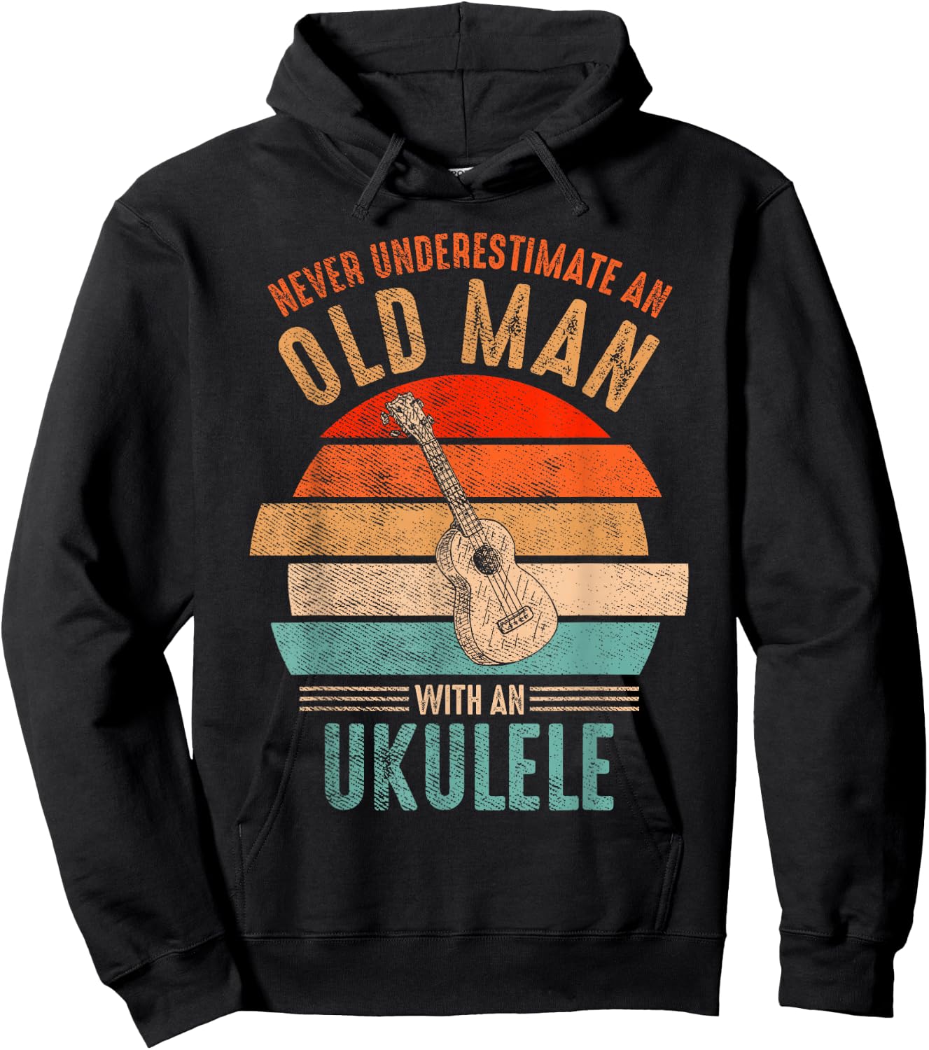 Vintage Never Underestimate An Old Man With An Ukulele Hoodie - Hoodie | Black