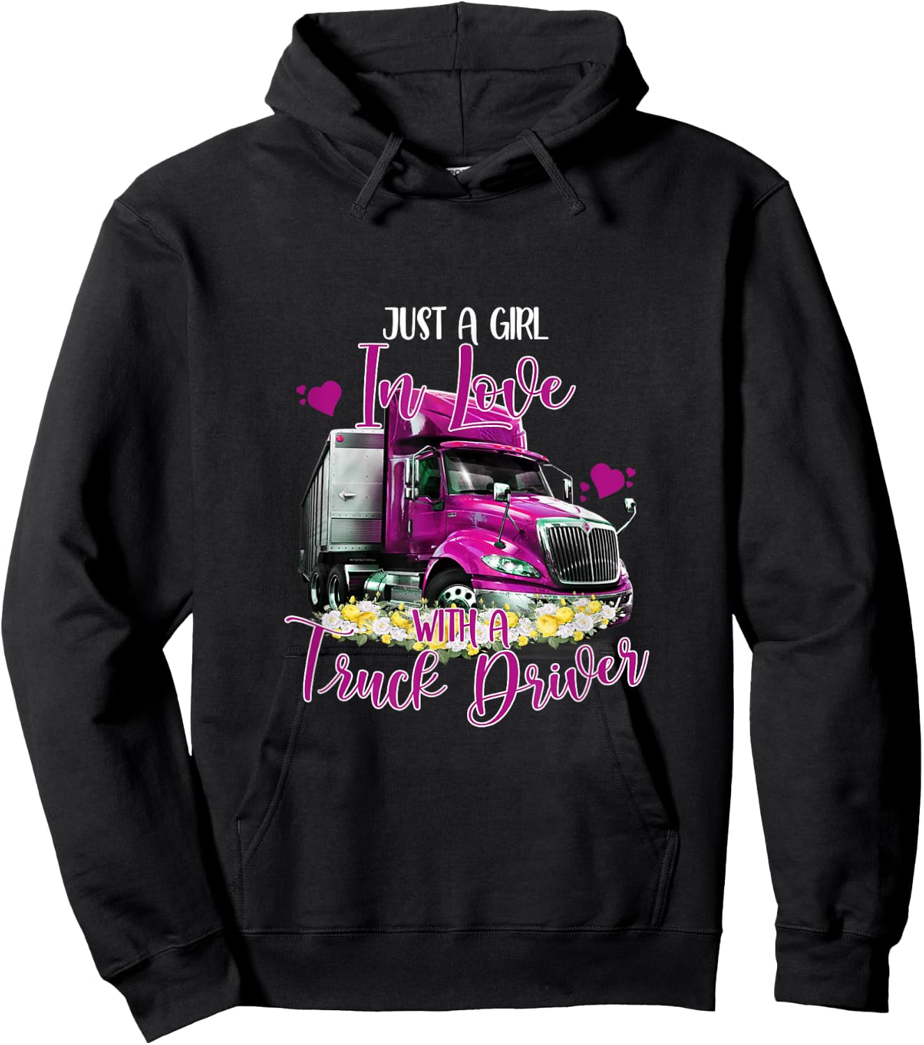 Just A Girl In Love With A Truck Driver Trucker Girlfriend Hoodie - Hoodie | Black