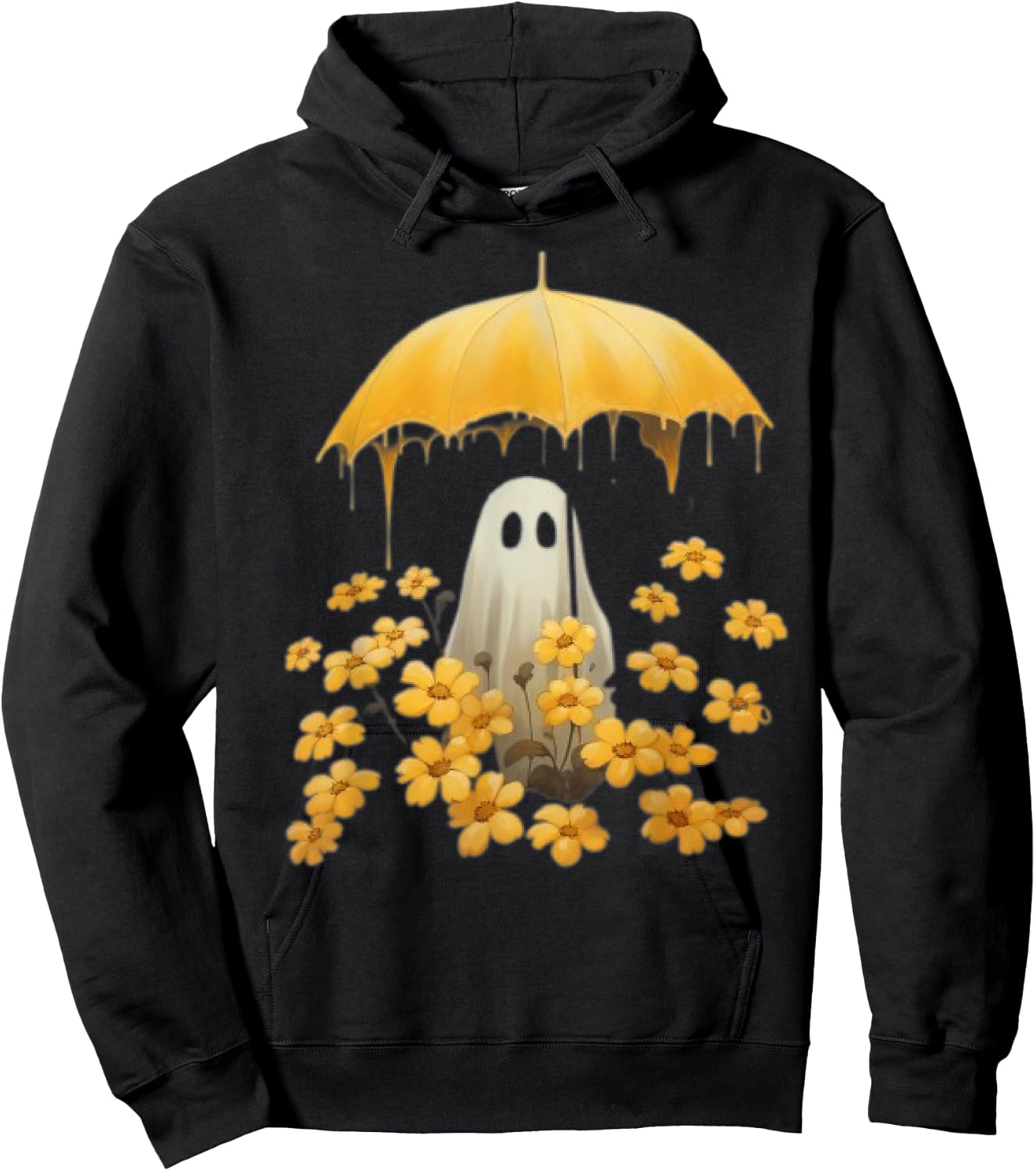 Vintage Floral Ghost Halloween Ghost In The Forest Gothic Hoodie - Hoodie | Black