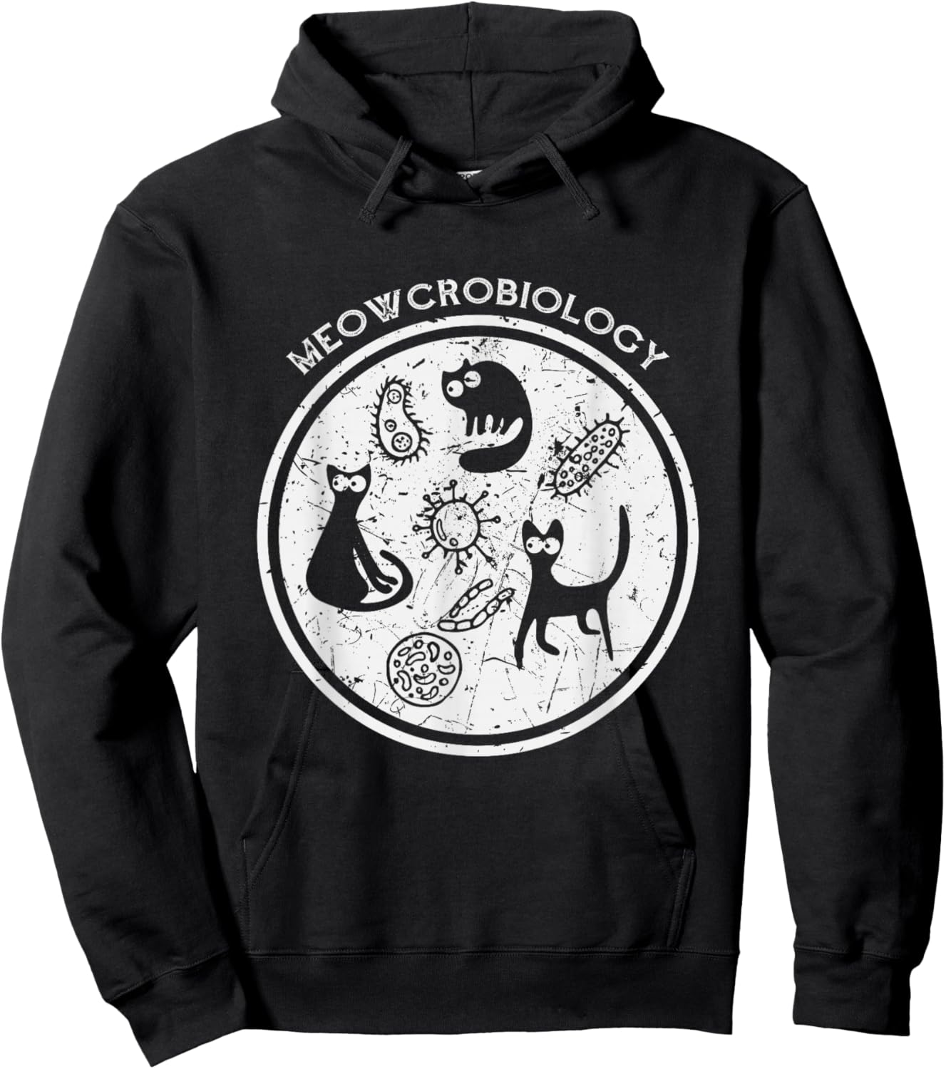 Meowcrobiology Shirt Science Cat Lover Gift Hoodie - Hoodie | Black