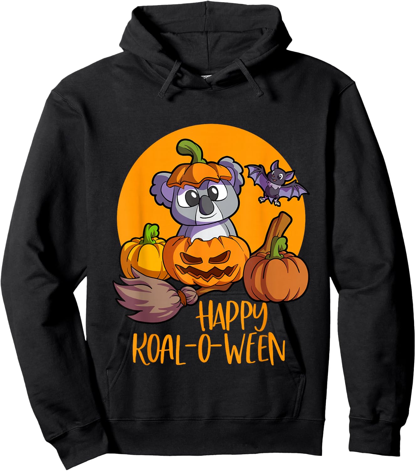 Koala on Pumpkin Witch Hat Pumpkin Face Halloween Koala Hoodie - Hoodie | Black