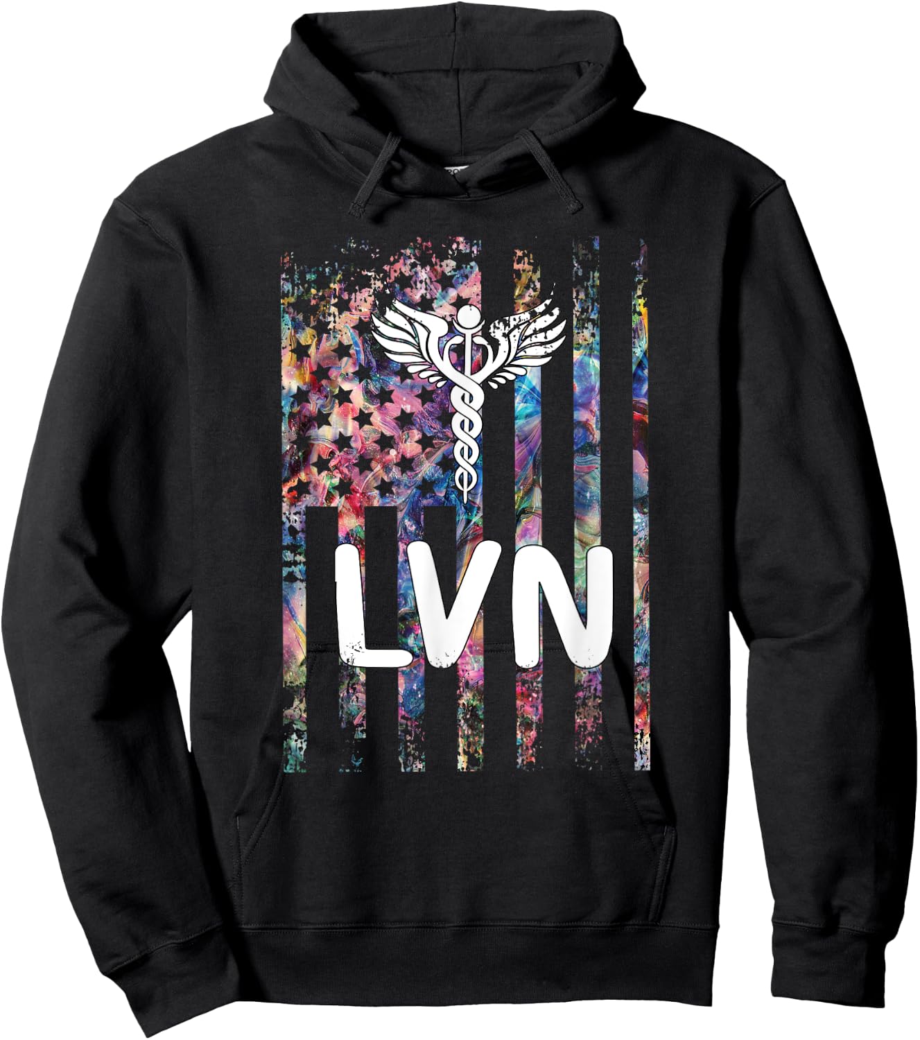 LVN US Flag Licensed Vocational Nurse LVN Nursing Student Hoodie - Hoodie | Black