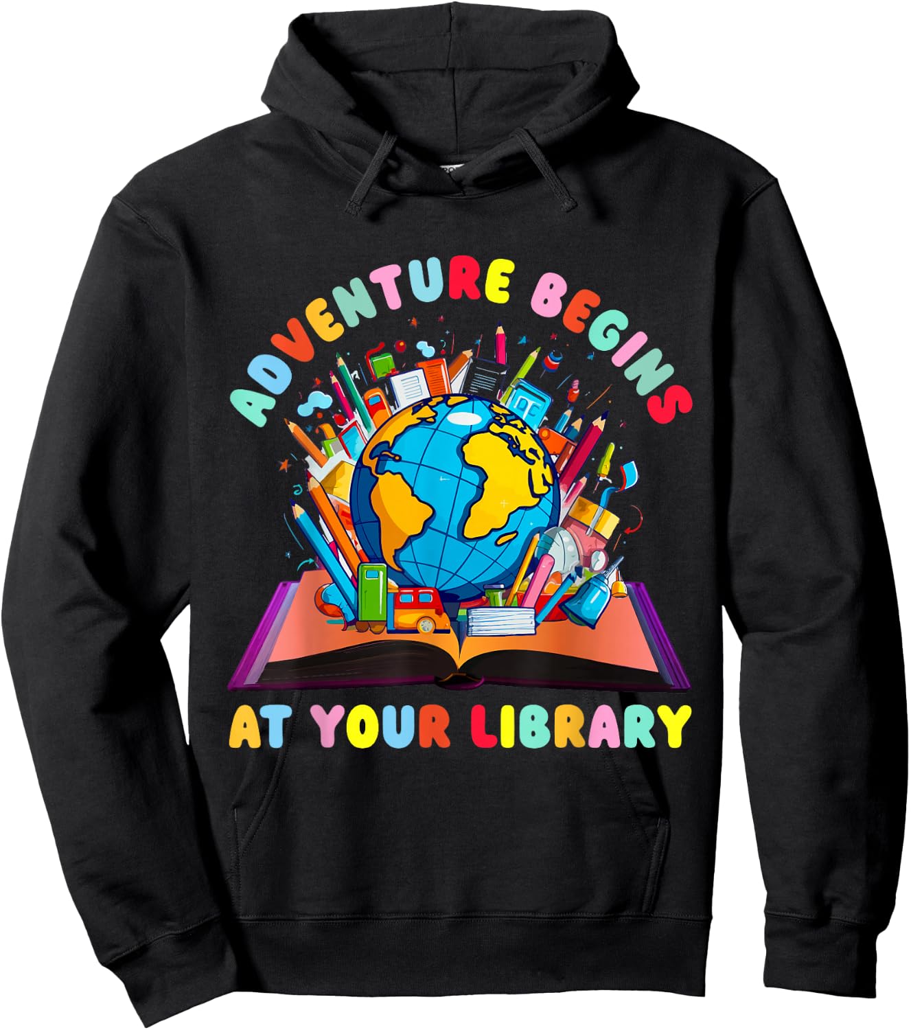 Adventure Begins at your Library Teacher Reading Librarian Hoodie - Hoodie | Black