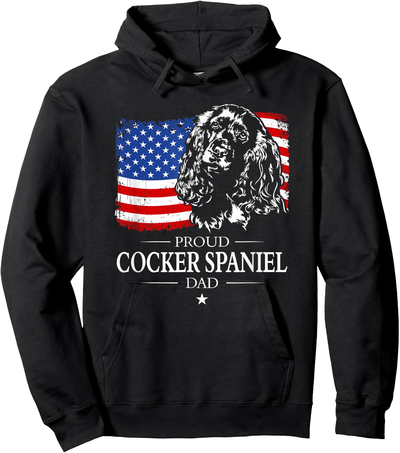 Proud Cocker Spaniel Dad American Flag patriotic dog gift Hoodie - Hoodie | Black