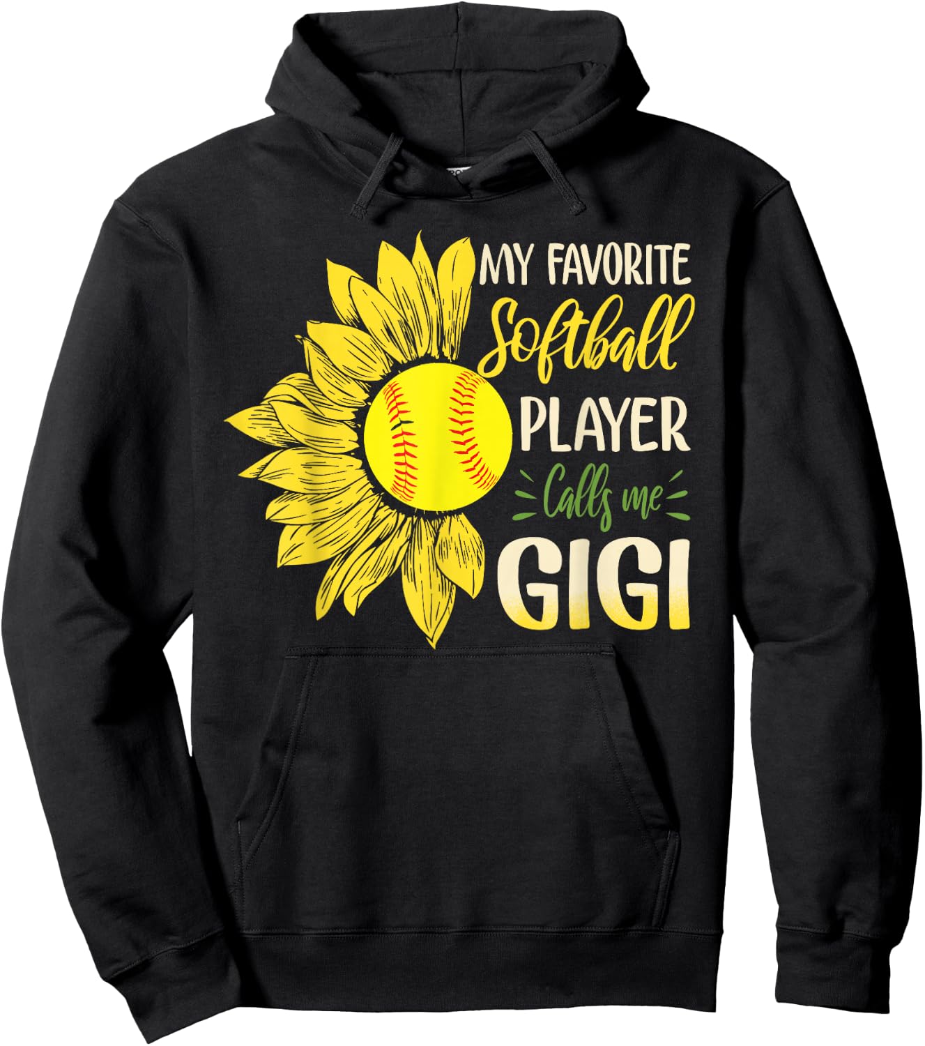 My Favorite Softball Player Calls Me Gigi Sunflower Hoodie - Hoodie | Black